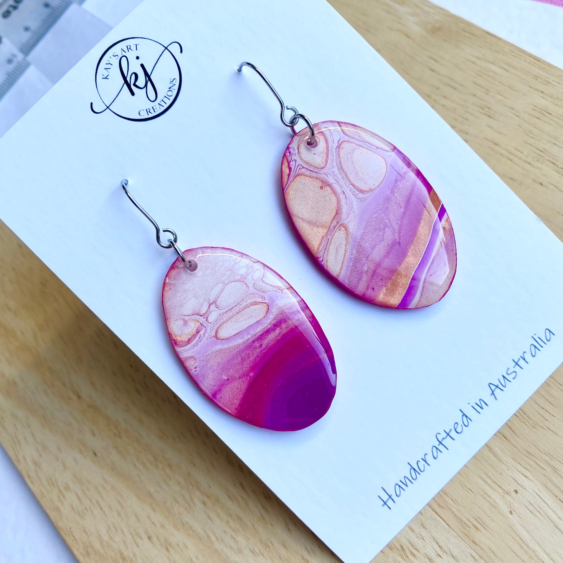 Hand-Painted Oval Artisan Earrings