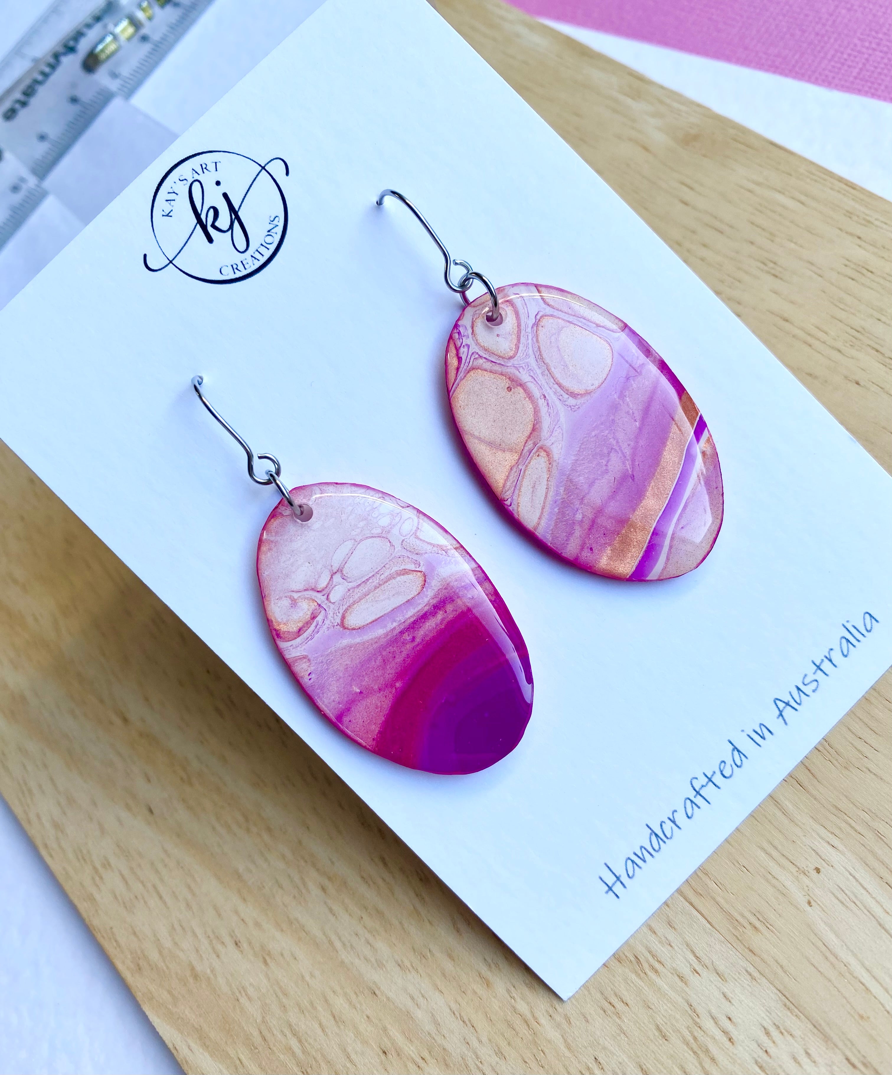 Hand-Painted Oval Artisan Earrings