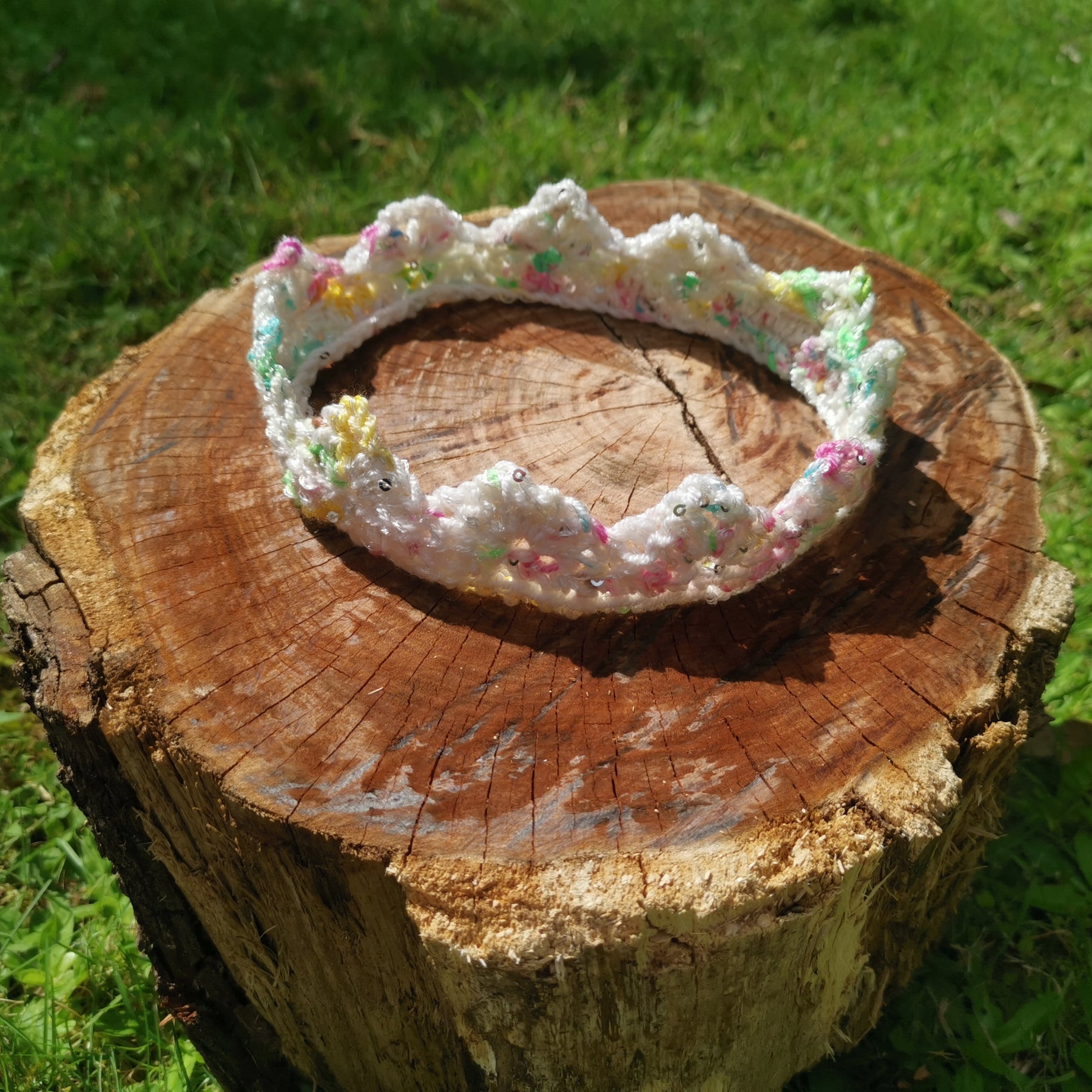 Multicolour Sparkle Crochet Crown Headband