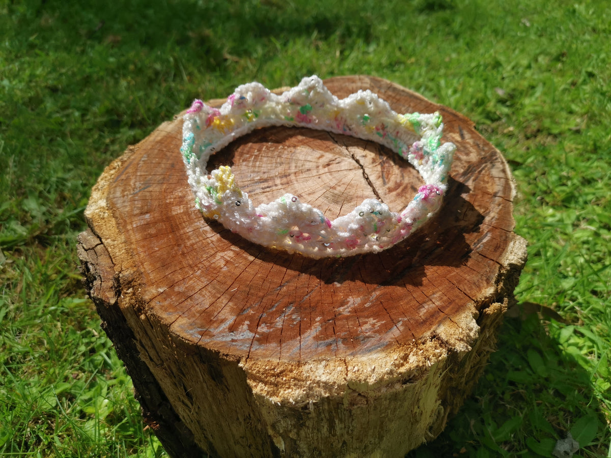Multicolour Sparkle Crochet Crown Headband
