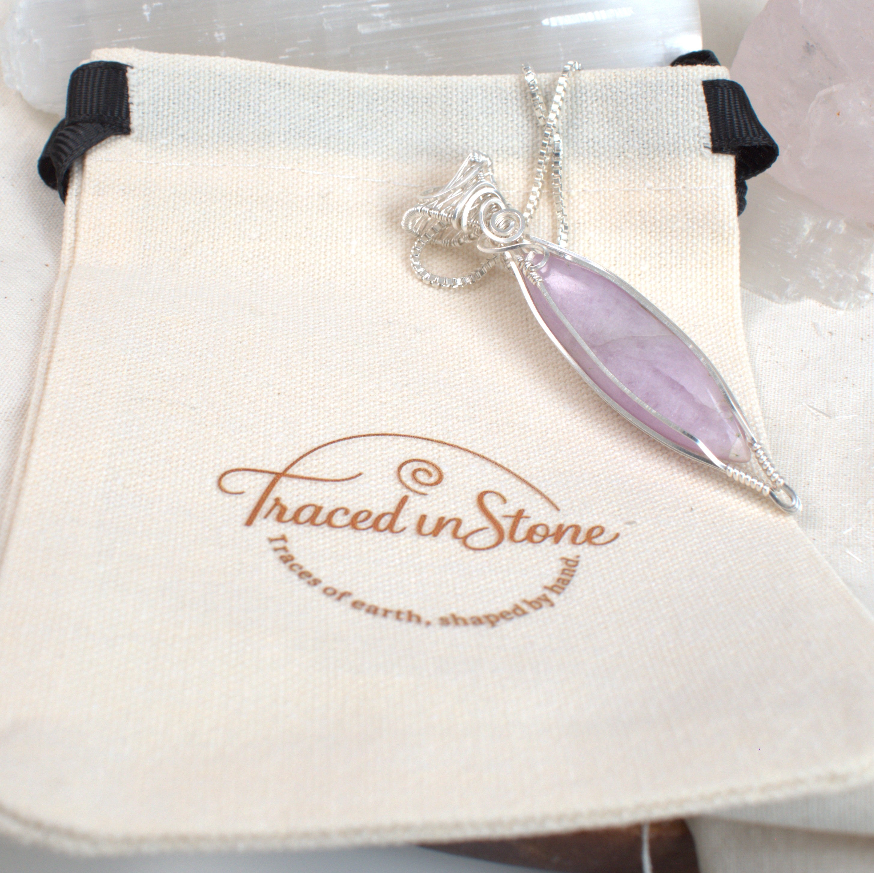 Lavender Mist – Wire Wrapped Kunzite Pendant