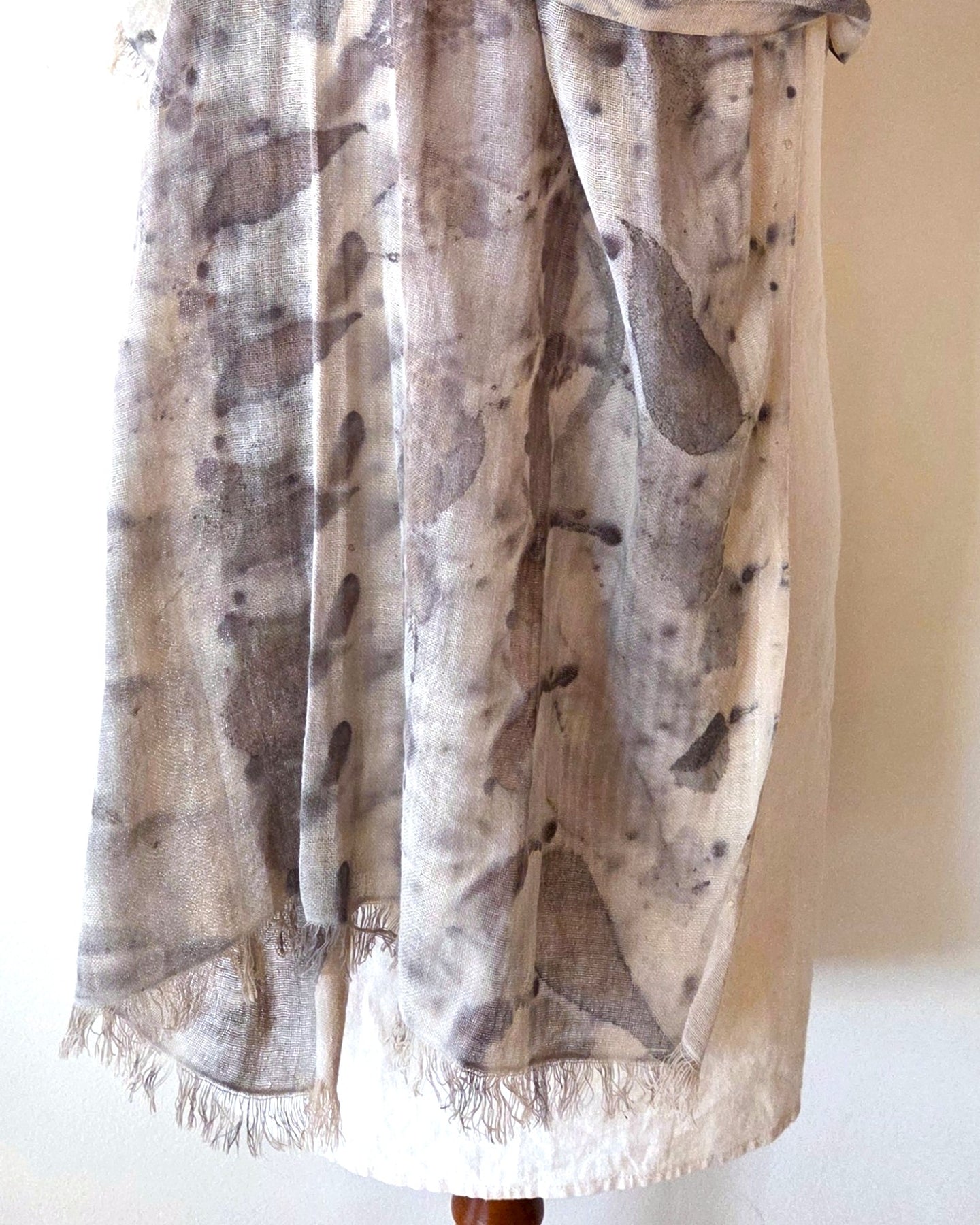 The Sylvie - Cotton & Linen Blend  Ecoprint Scarf/Wrap