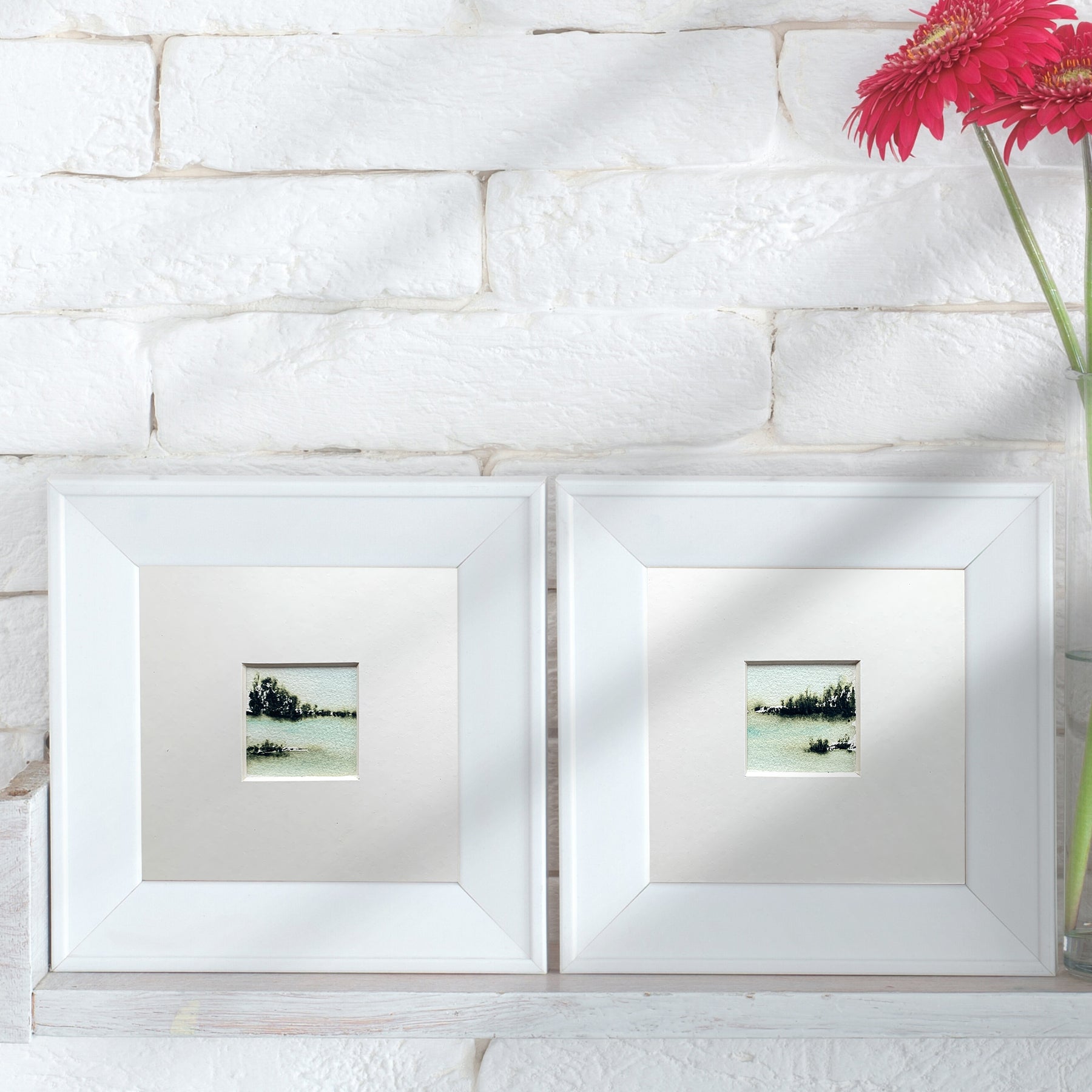 Abstract Landscape Diptych Hand-painted Watercolour Artwork