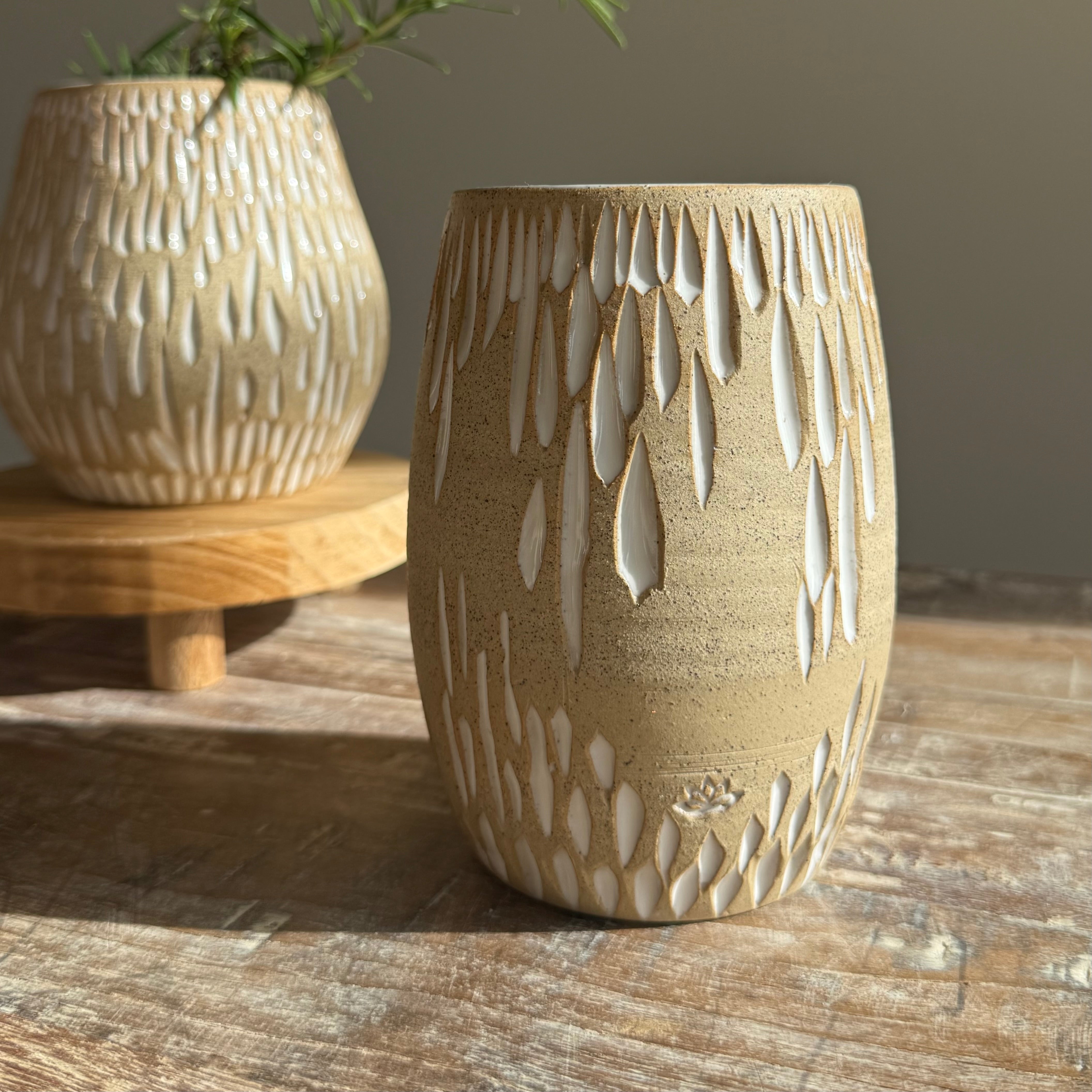 Cascade Collection | Hand Carved Ceramic Vessel