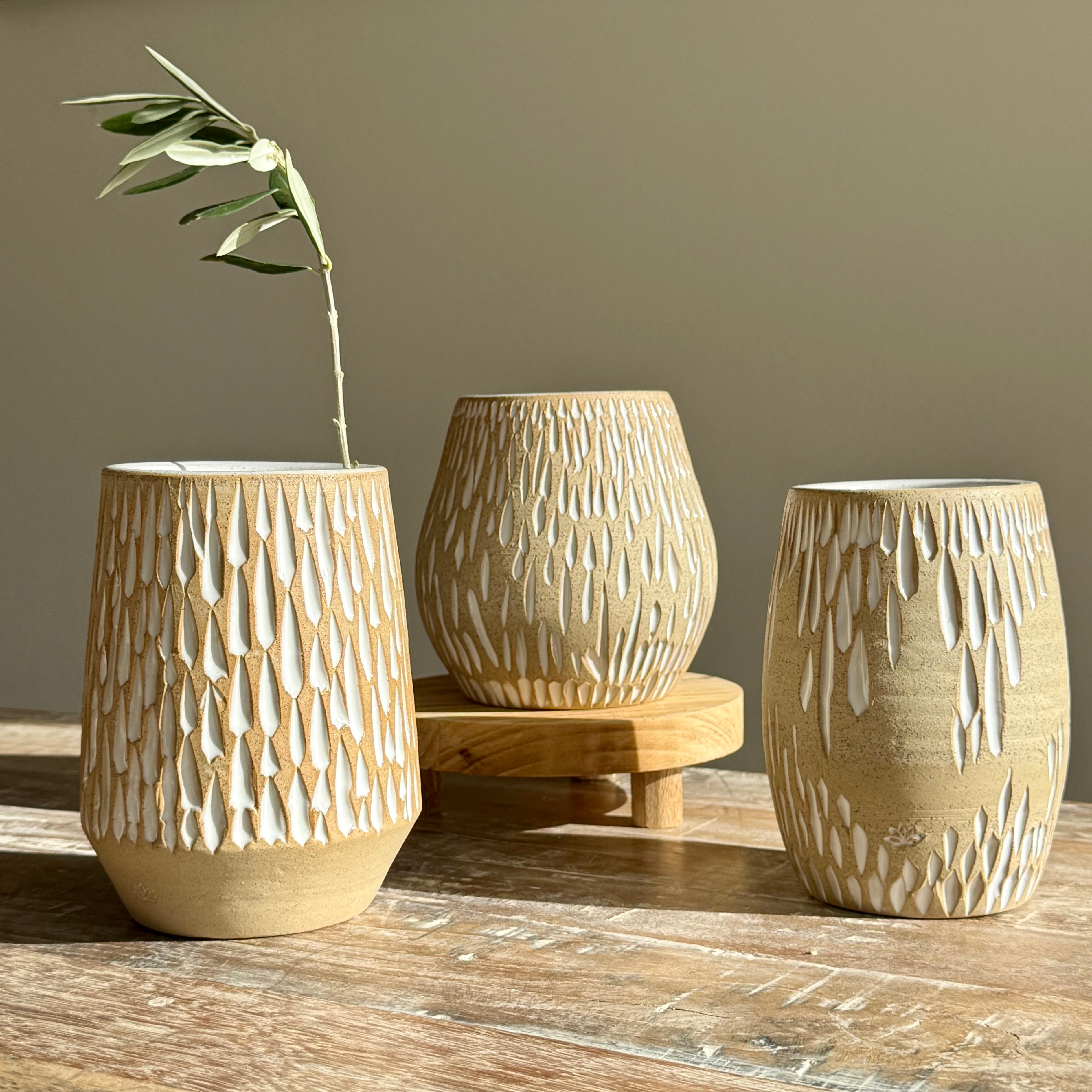 Cascade Collection | Hand Carved Ceramic Vessel
