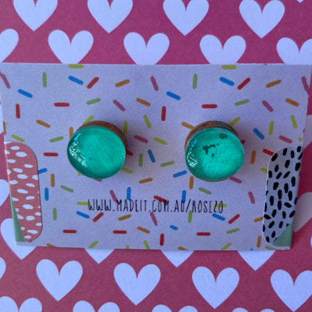 Green glass domed studs