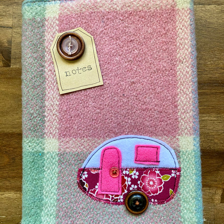 A5 Upcycled Notebook Caravan - Pink/green
