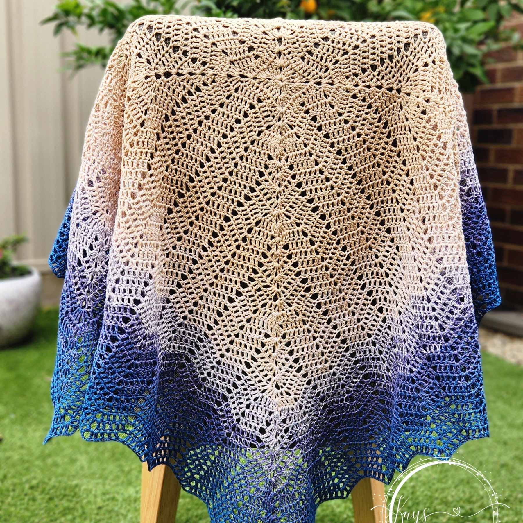 Crochet Blue Ombre Cotton Baby Blanket