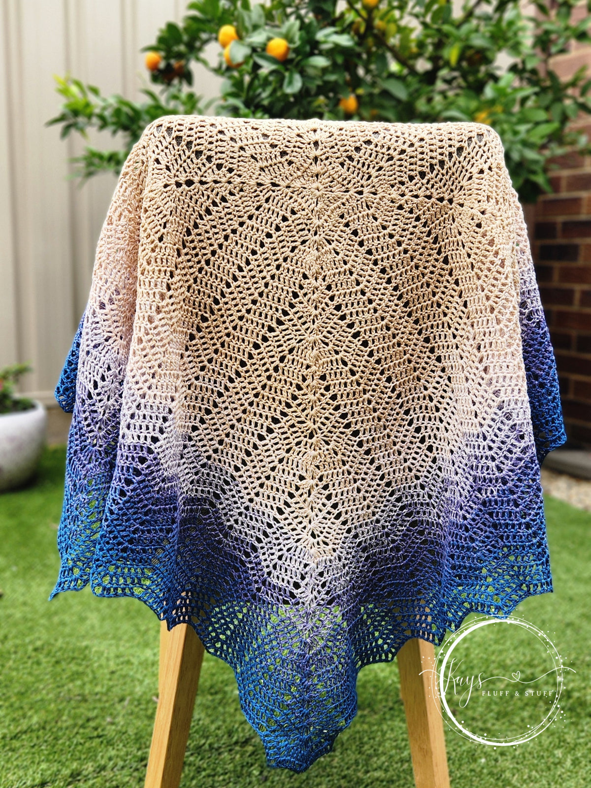Crochet Blue Ombre Cotton Baby Blanket
