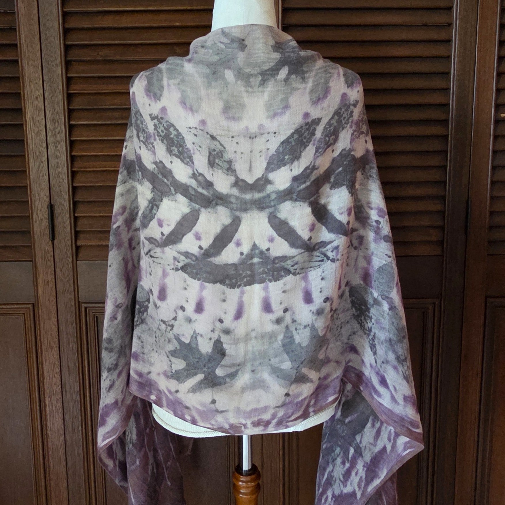 The Evelyn - Cotton/Linen Blend Ecoprint Scarf/Wrap