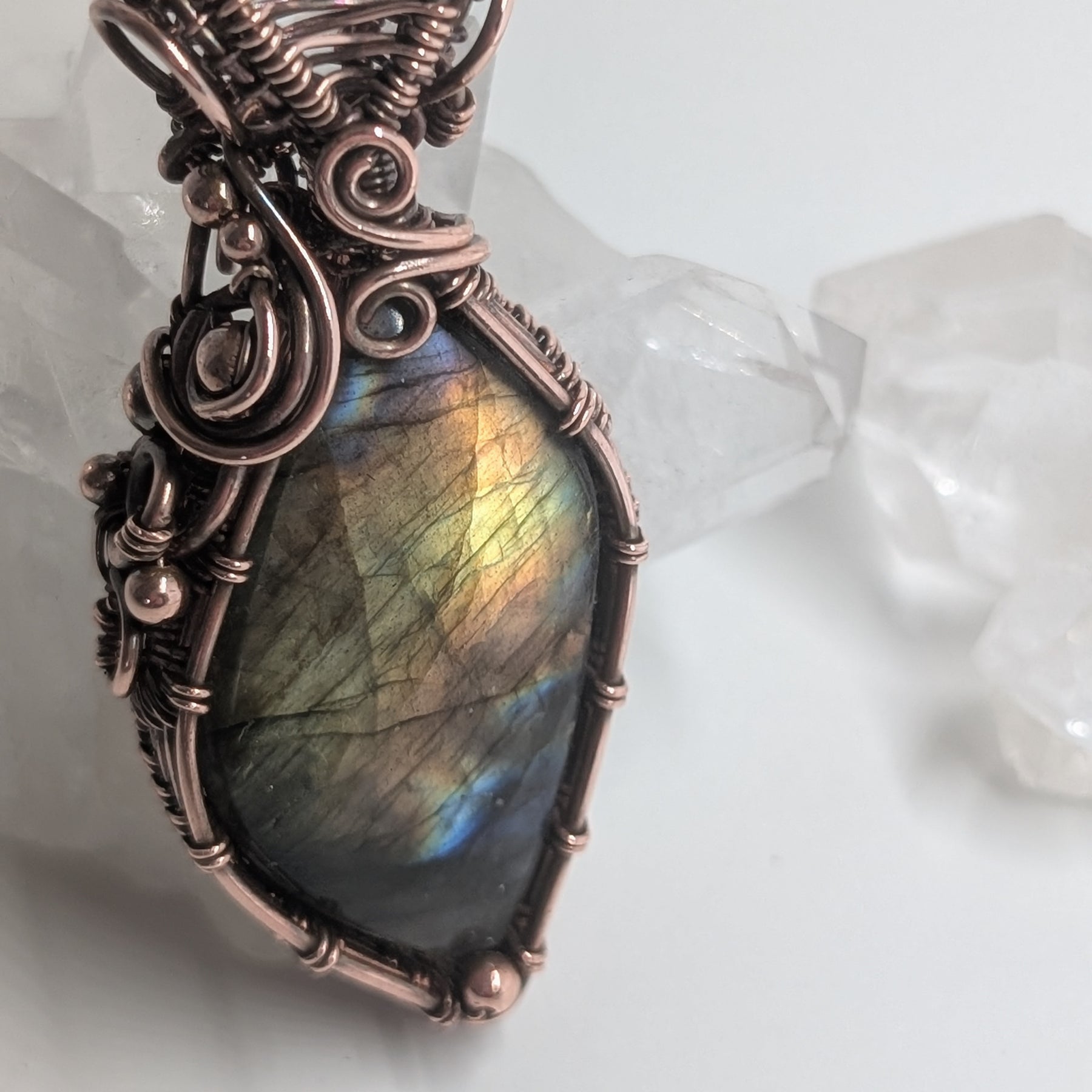 Eos - Labradorite & Oxidised Copper Pendant