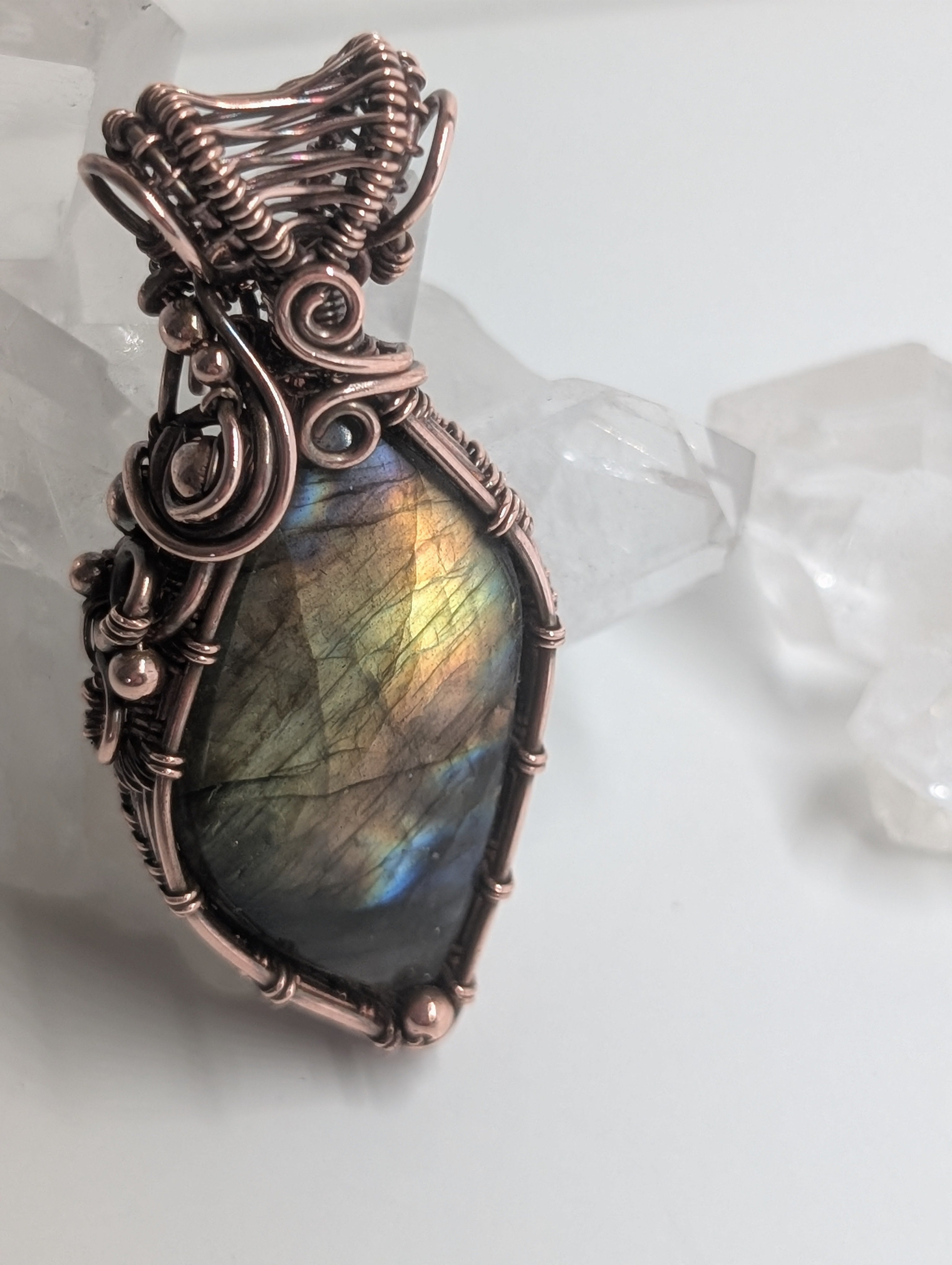 Eos - Labradorite & Oxidised Copper Pendant