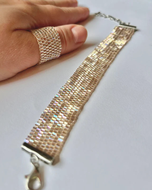 Festive NIGHT PANTHER Set | Shine Bright Set | 2 colors | bracelet + ring| beaded