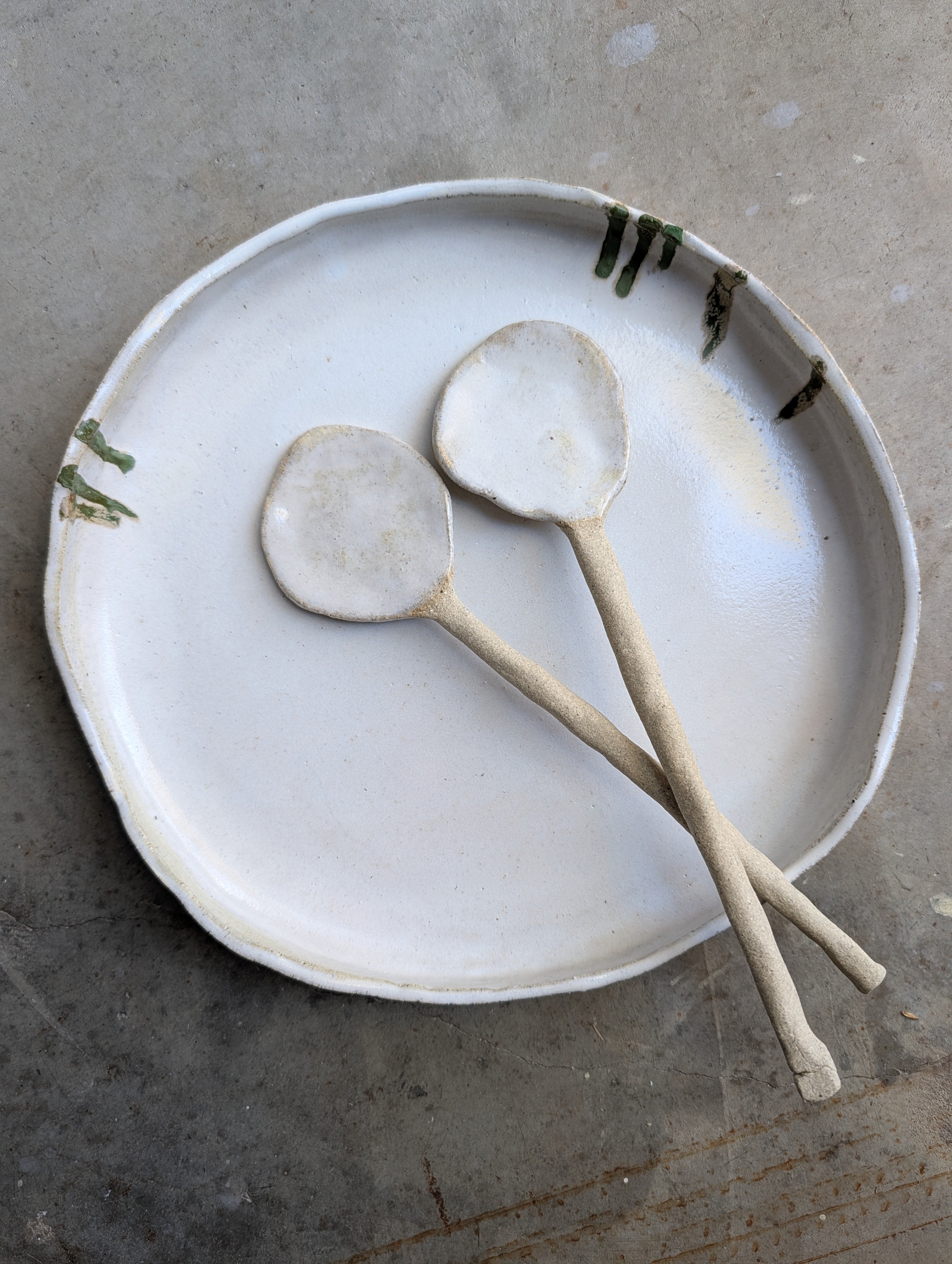 Hand-formed Ceramic Serving Bowl + Spoon set | Calming • Organic • Textural