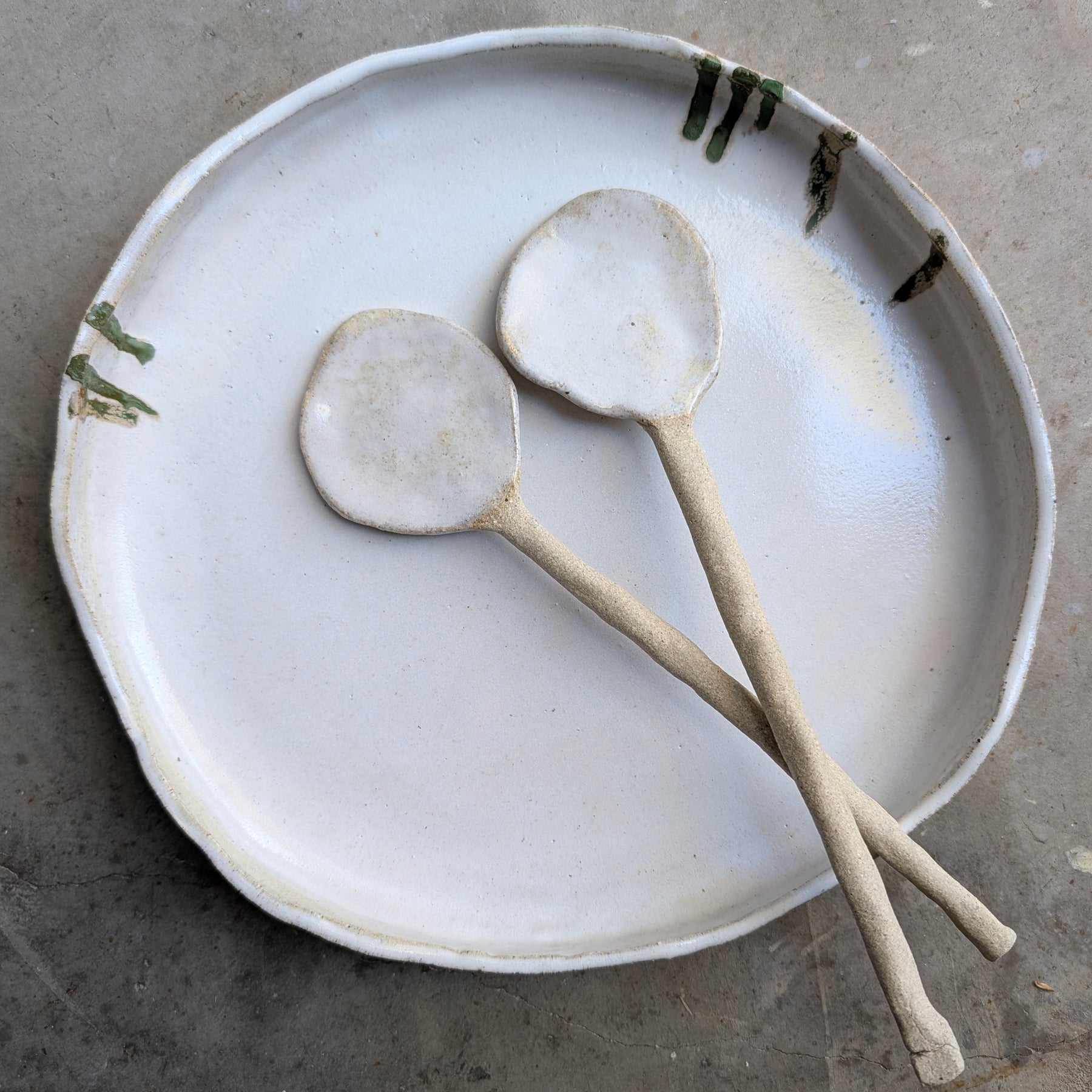 Hand-formed Ceramic Serving Bowl + Spoon set | Calming • Organic • Textural