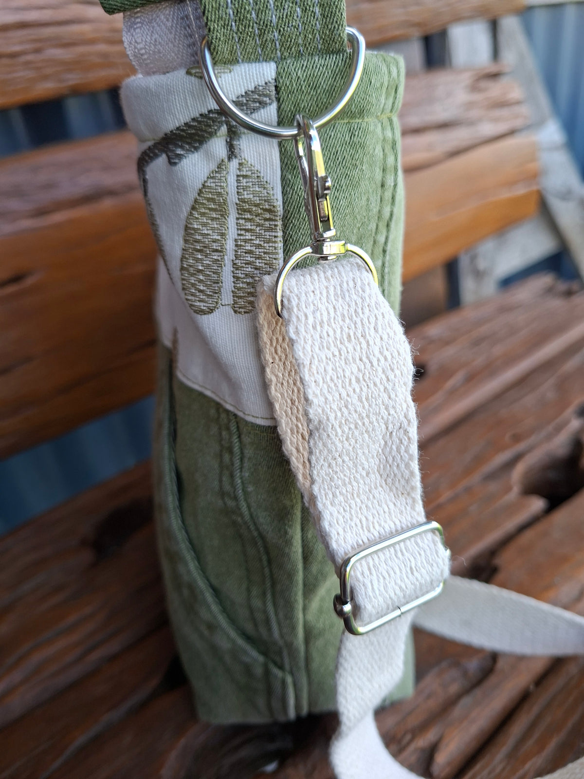 Upcycled Sage Green and Linen, Gender Neutral Crossbody Bag & Matching Coin Purse