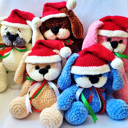 HANDMADE - Plushy Puppy ready for Christmas - Soft and Cuddly - BB09