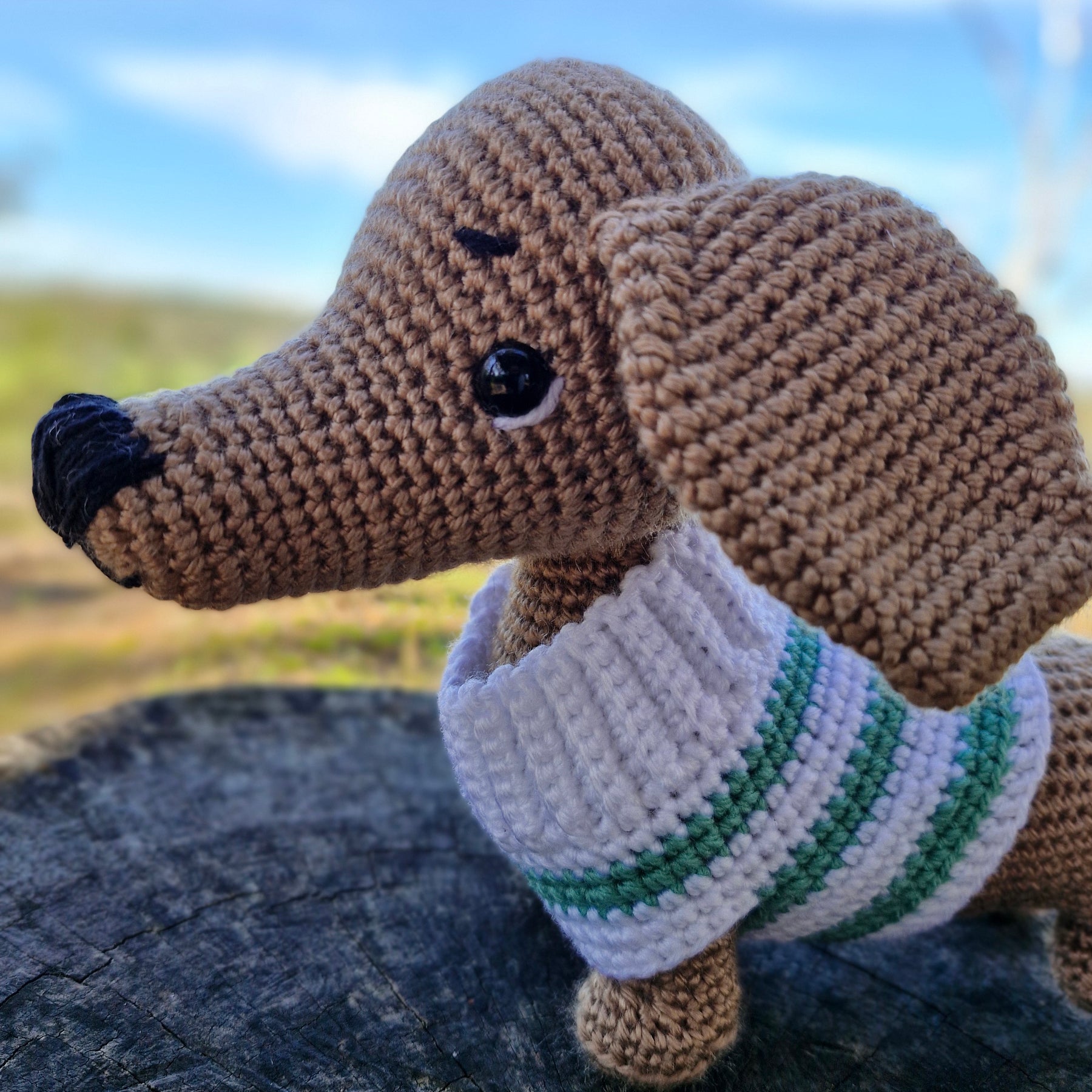 Hand crochet Light Brown Dachshund Dog (Sausage Dog)