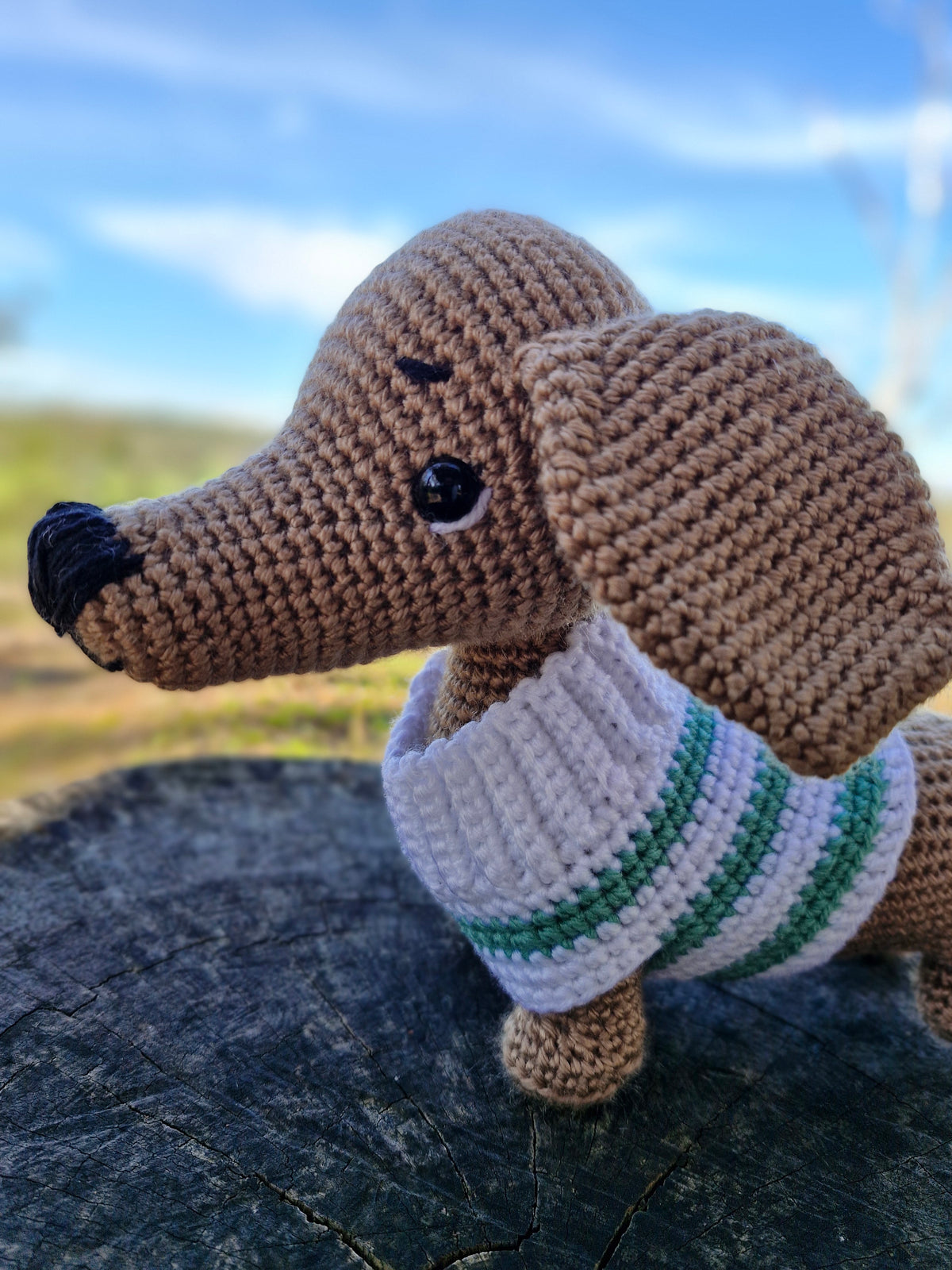 Hand crochet Light Brown Dachshund Dog (Sausage Dog)