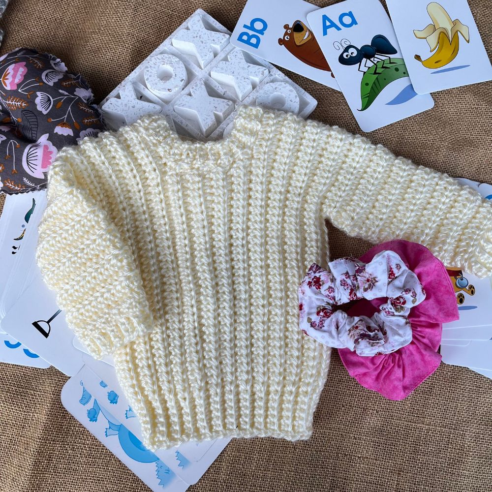 Handmade crochet baby jumper | super soft | offwhite-cream | newborn
