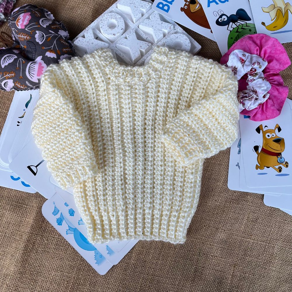 Handmade crochet baby jumper | super soft | offwhite-cream | newborn