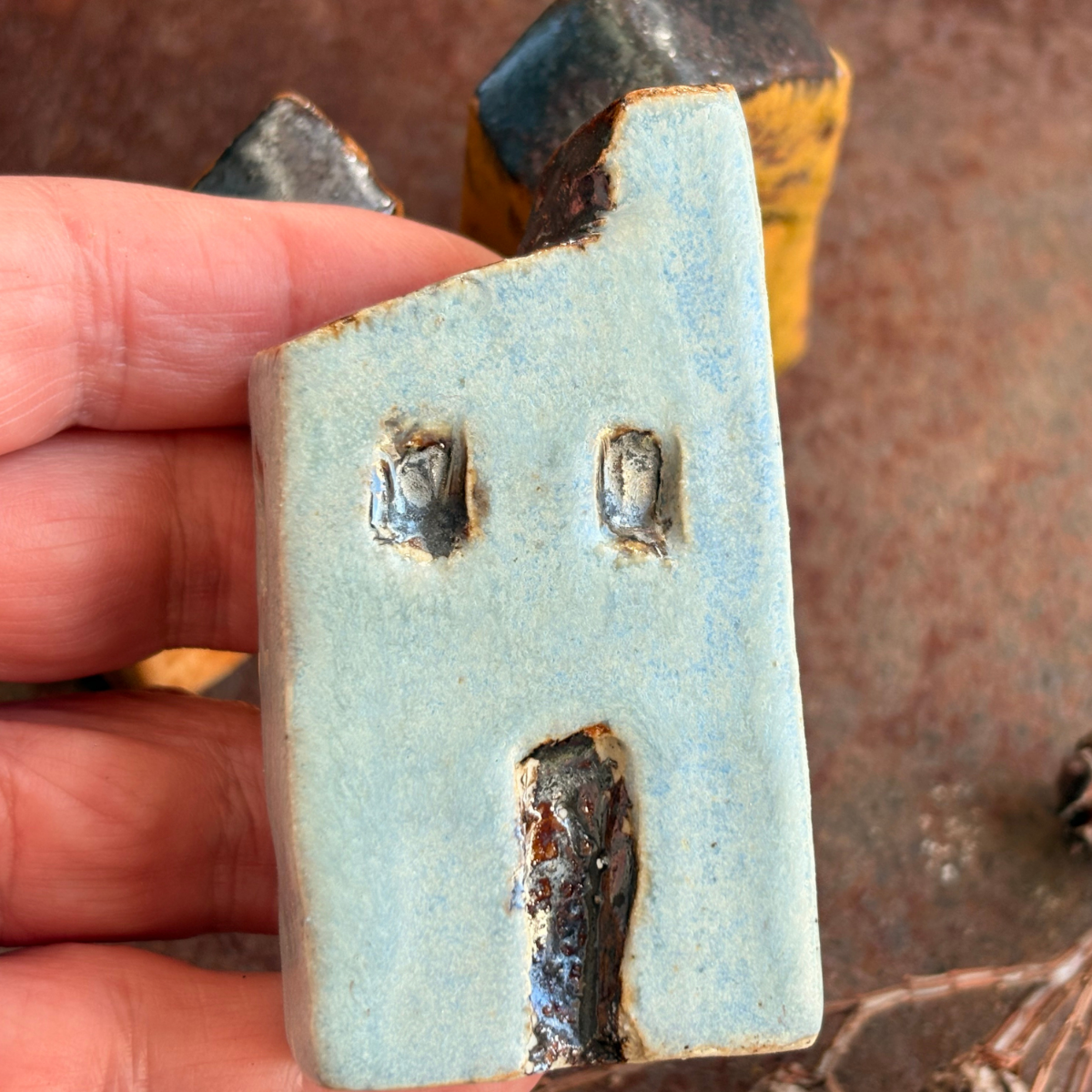 Mini Houses | Set of 3 | Rustic Village | Set #1 | Glazed Stoneware Clay