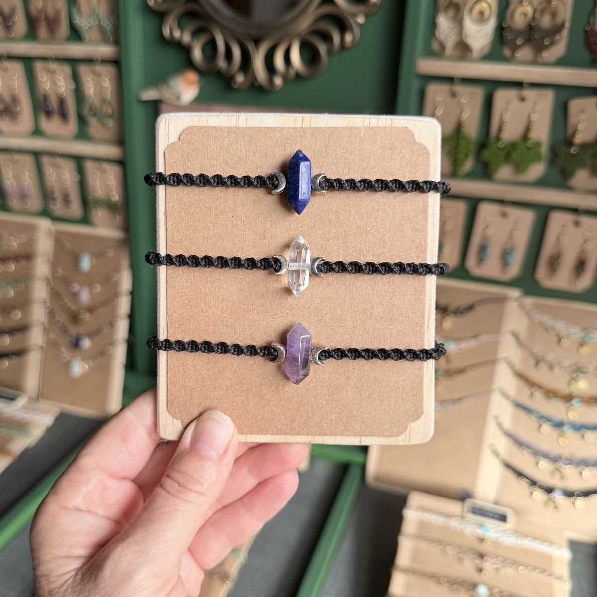 Macrame Double Terminated Crystal Bracelet