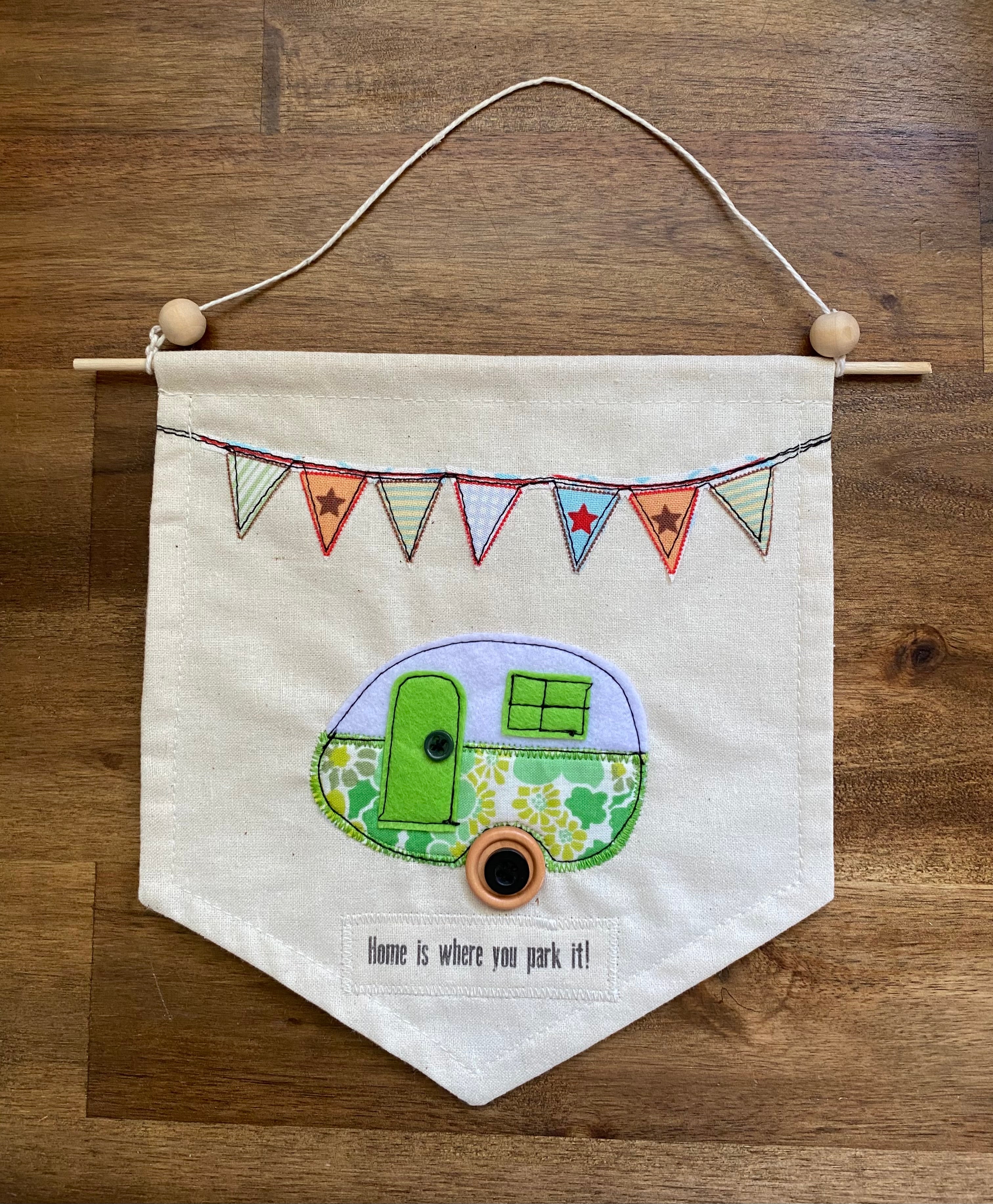 Caravan Banner - Home is where you park it! Green