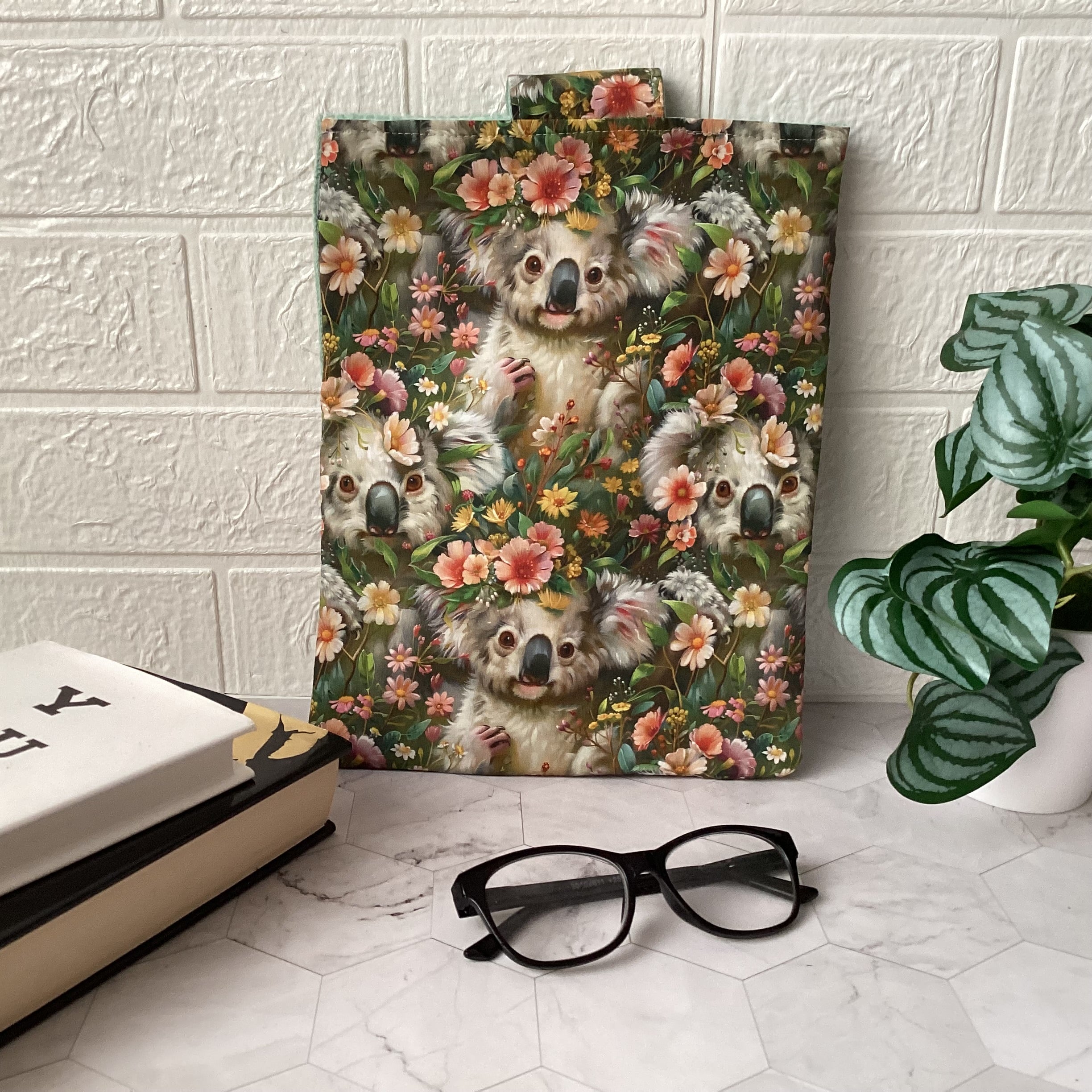 Australian Koalas book sleeve with 2 pockets. iPad, tablet pouch
