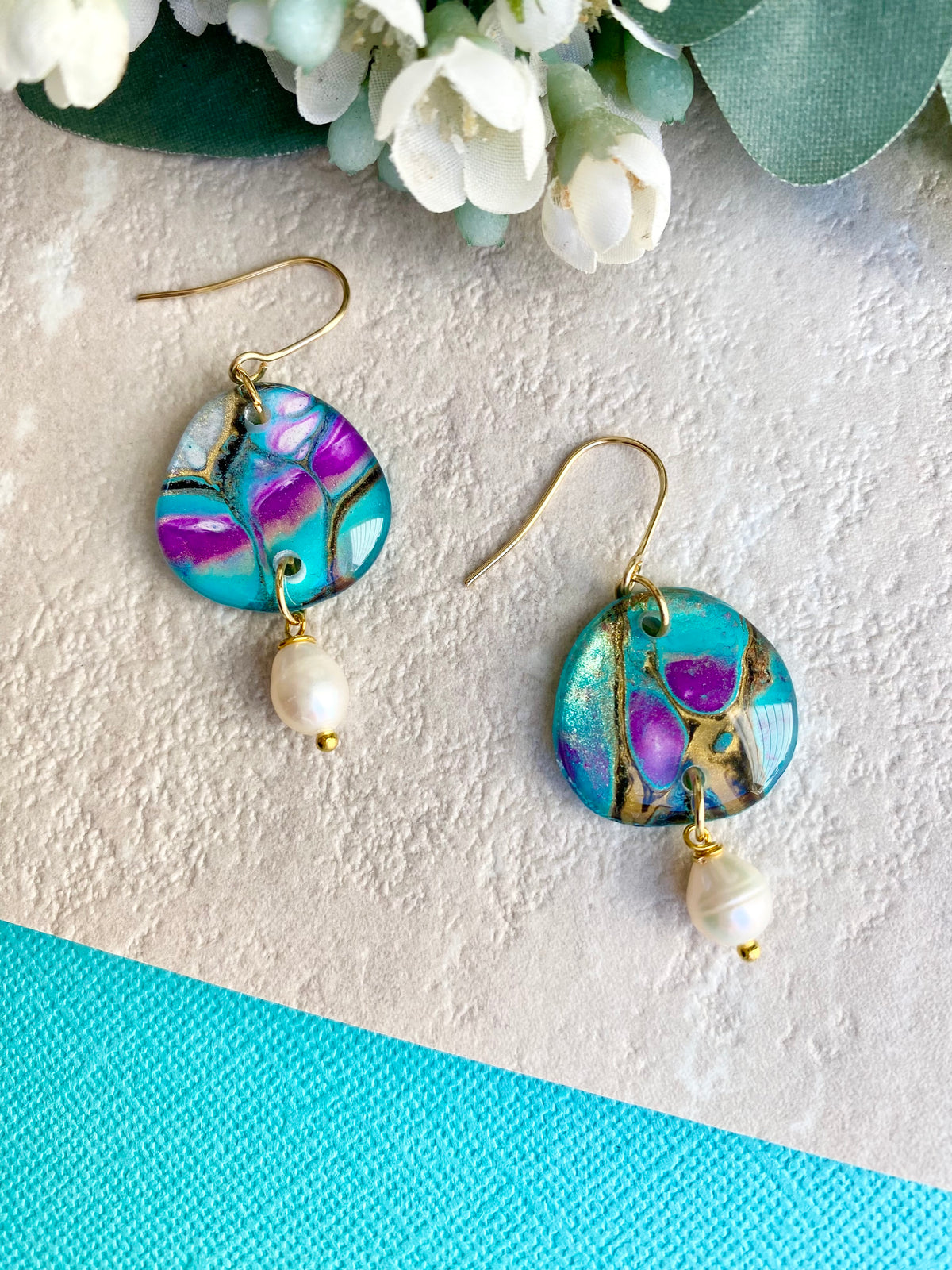 Stunning Freshwater Pearls and Art Earrings