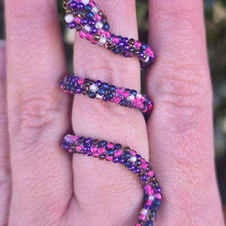 Flexible Beaded Snake Ring - Purple Rain