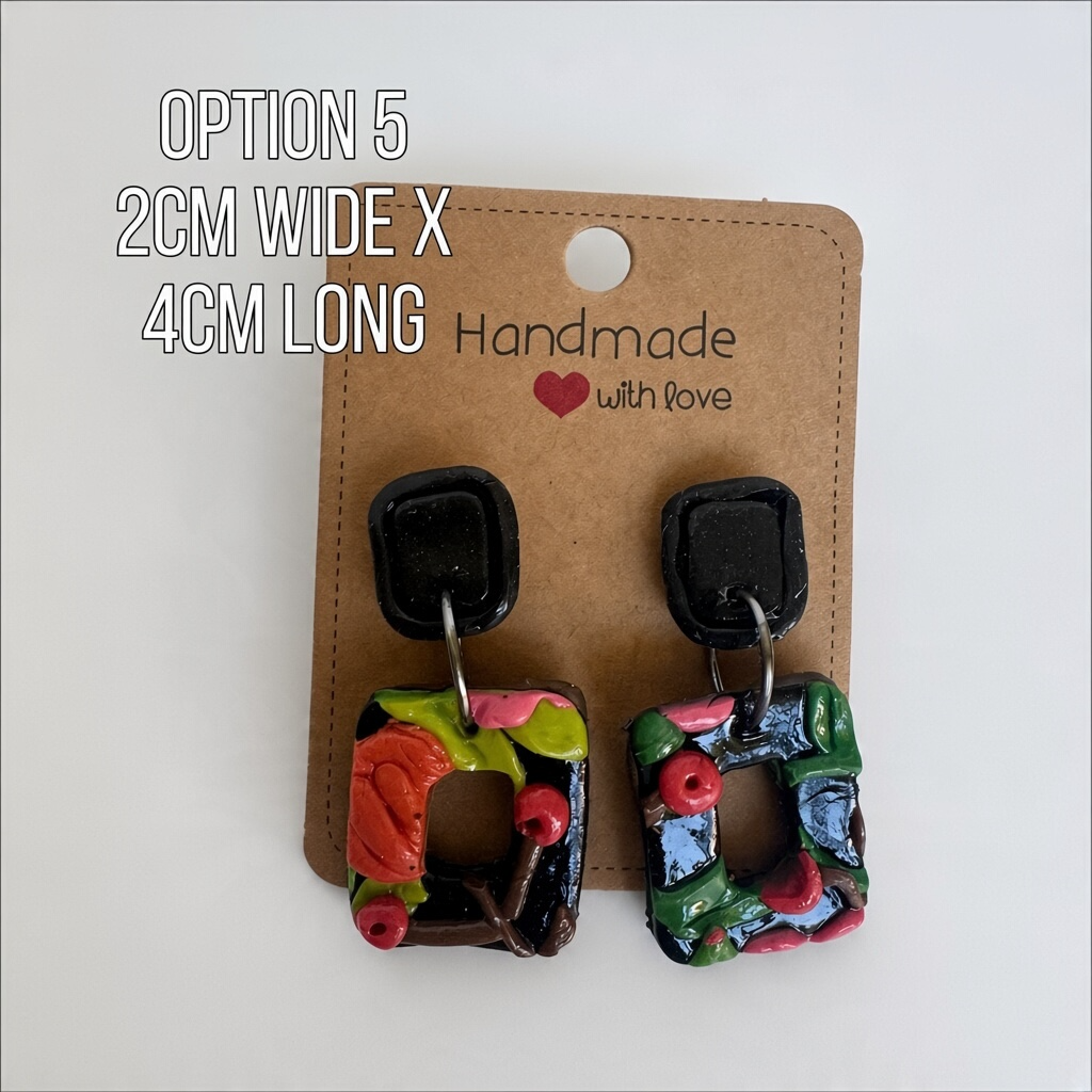 Handcrafted Wildflower Contrast Statement Polymer Clay Earring Collection