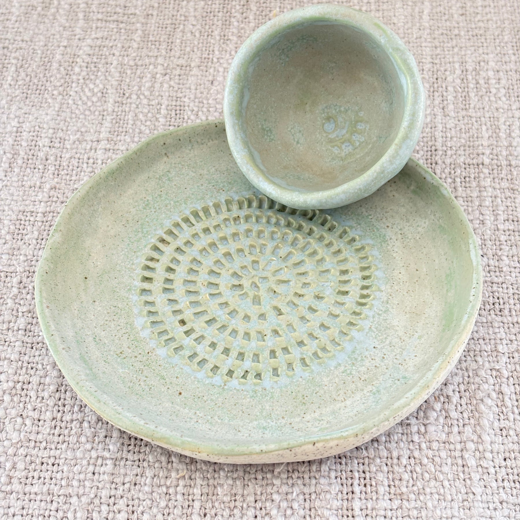 Garlic Shredder & Condiment Bowl ~ High Tide