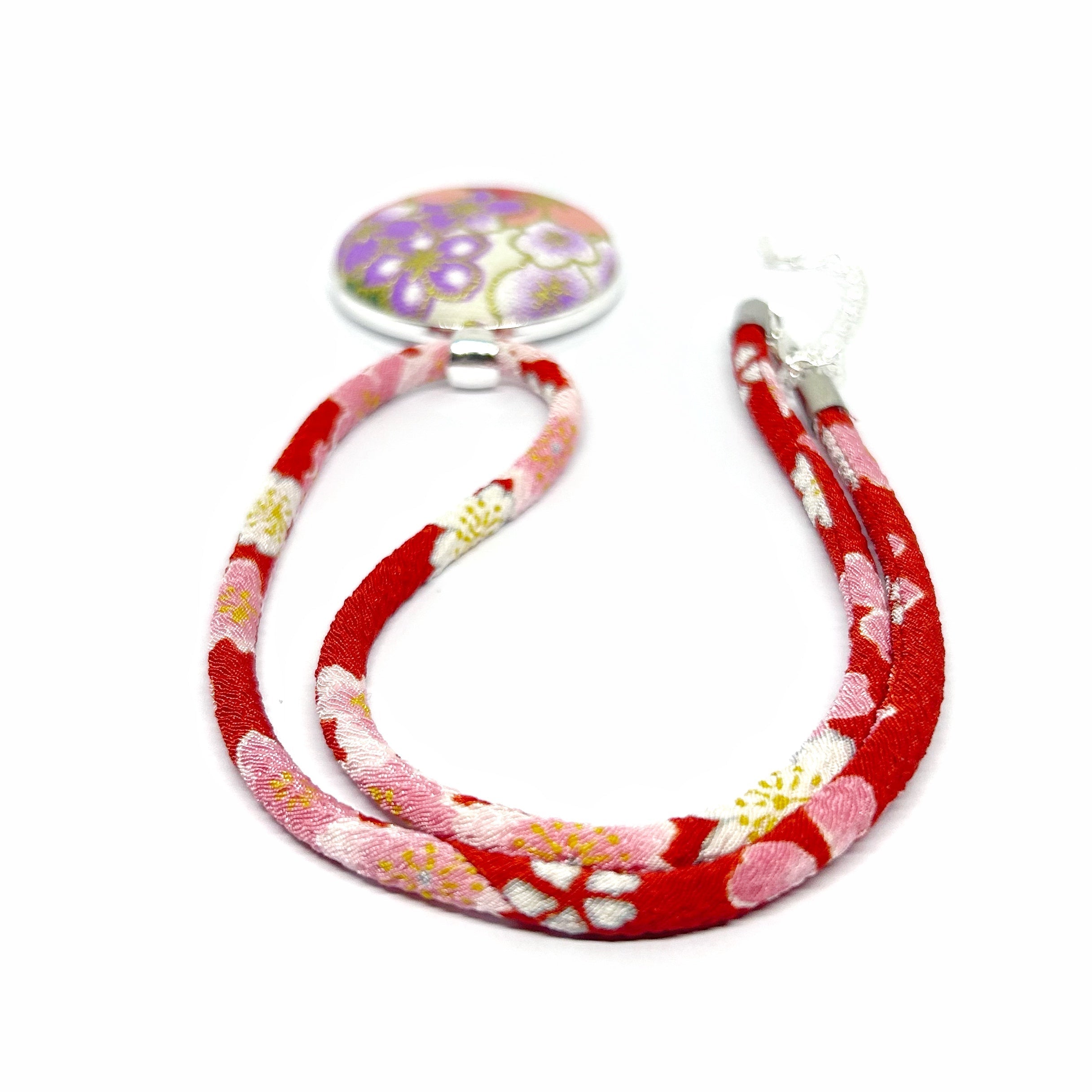 Kimono Pendant Necklace - Pink and Purple