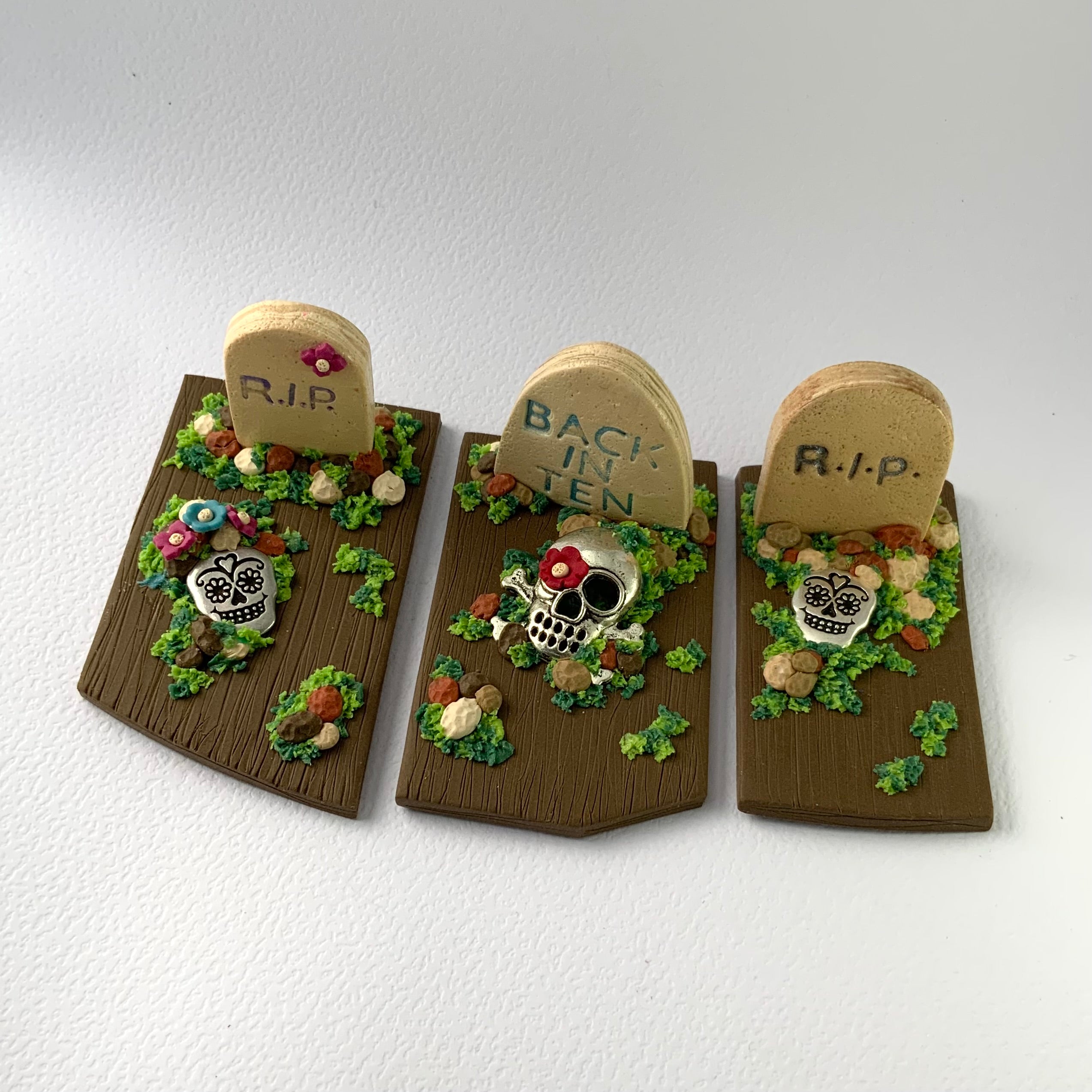 DEAD CUTE – Miniature Gothic Graveyard Scene | Handmade Polymer Clay Art | Choose Your Resting Place