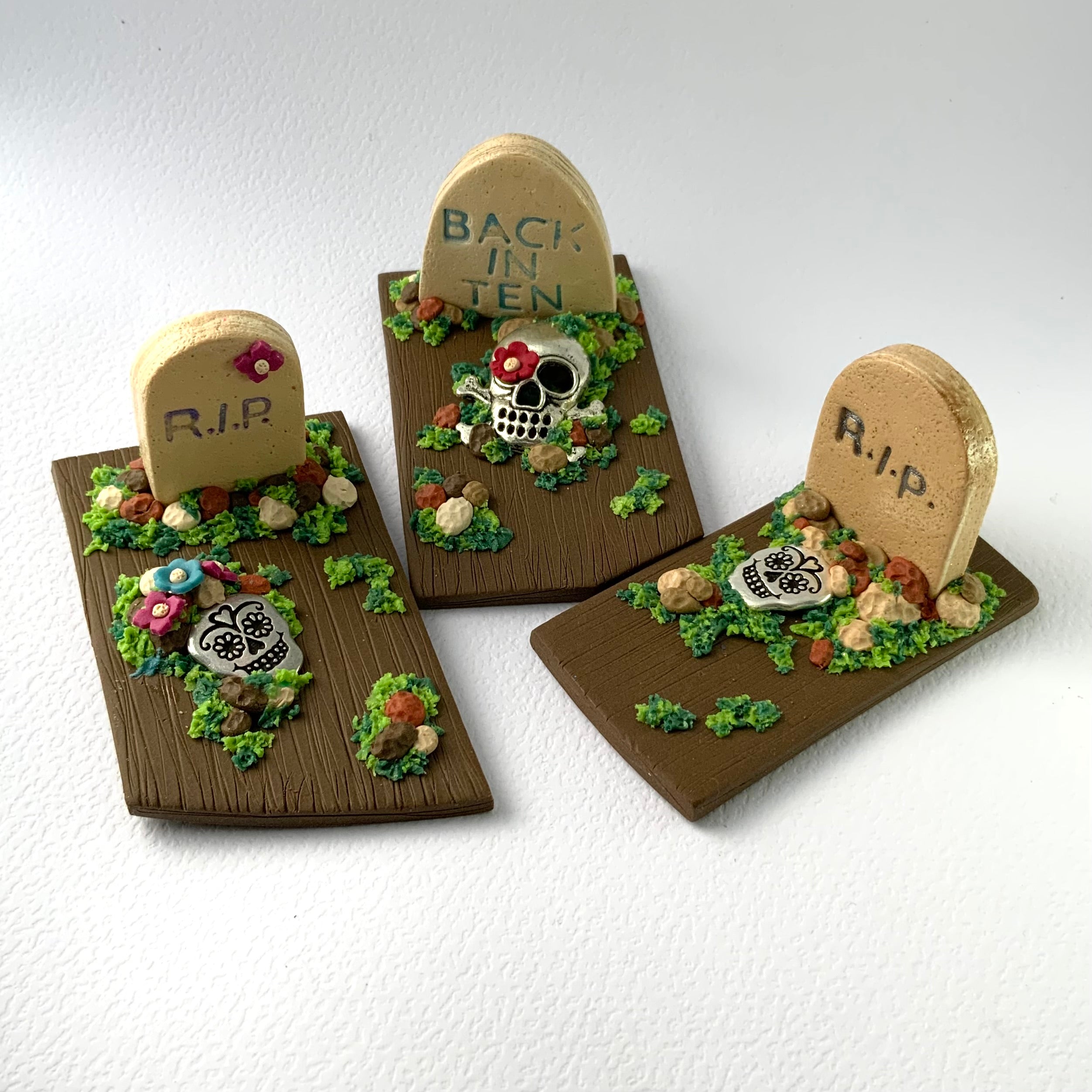 DEAD CUTE – Miniature Gothic Graveyard Scene | Handmade Polymer Clay Art | Choose Your Resting Place