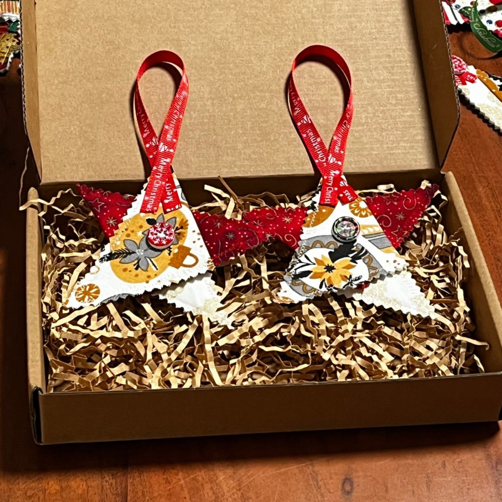 Handmade | Fabric Christmas Decorations | pack of 5 | reusable