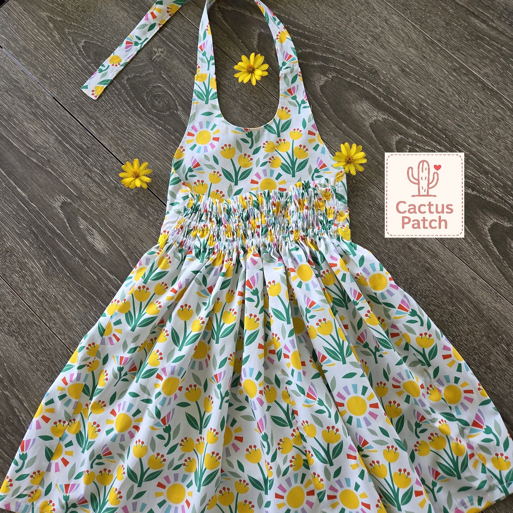 "Sunny Tulips" Halter Dress - Size 3 Years