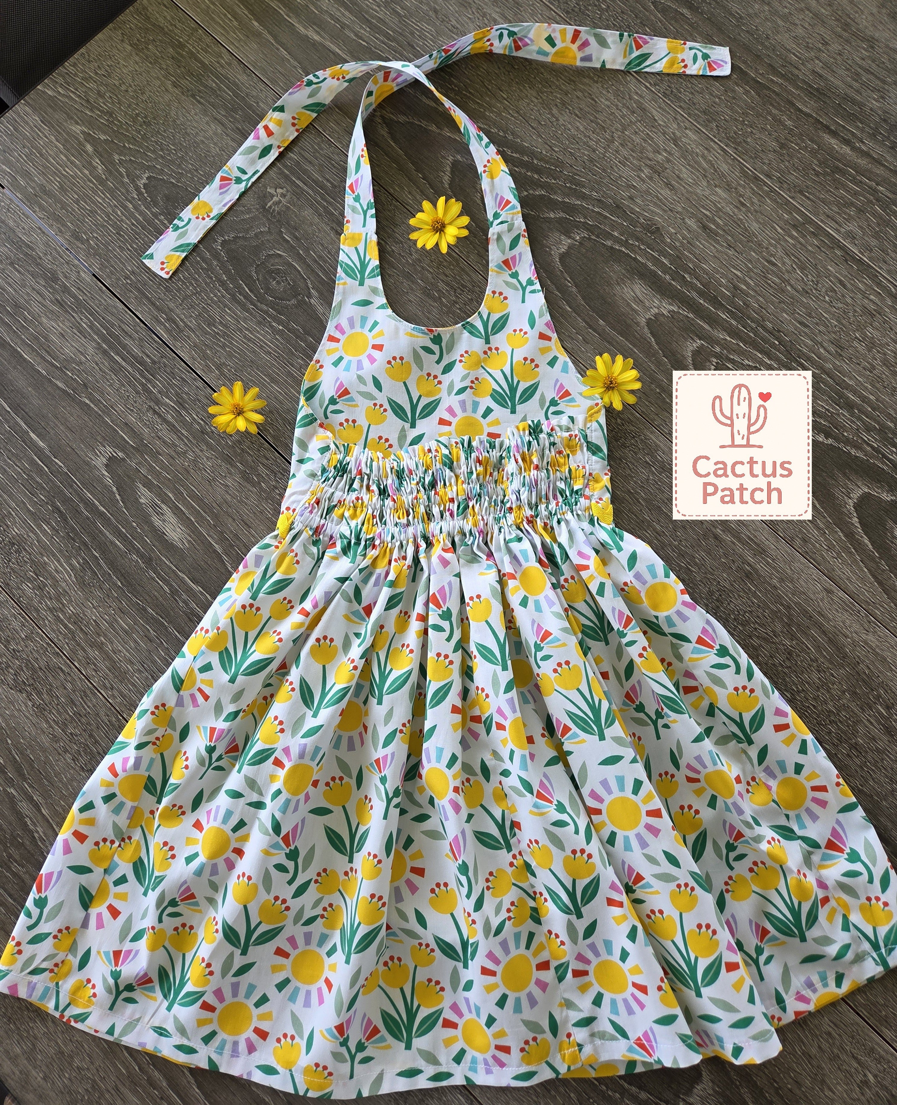 "Sunny Tulips" Halter Dress - Size 3 Years