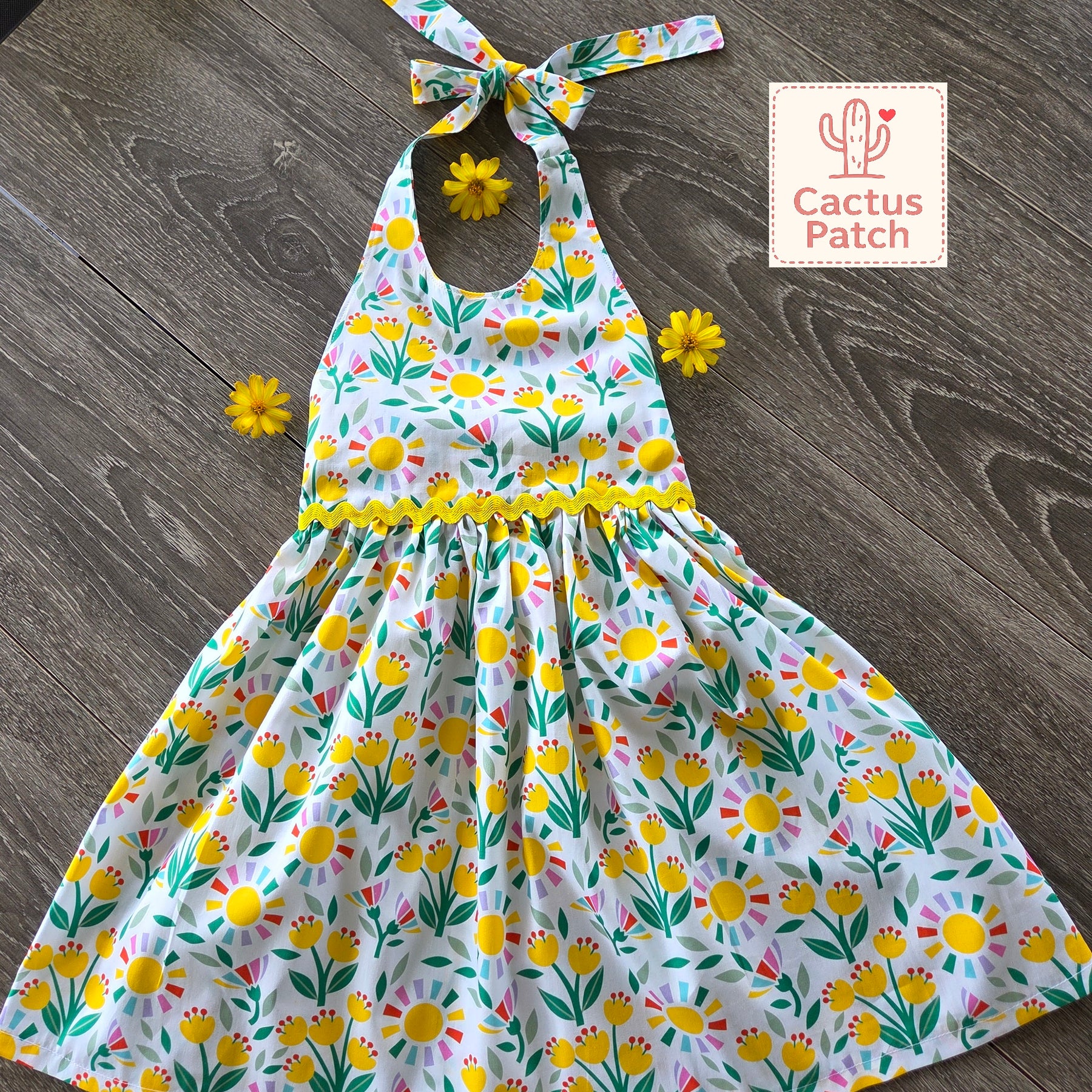 "Sunny Tulips" Halter Dress - Size 3 Years