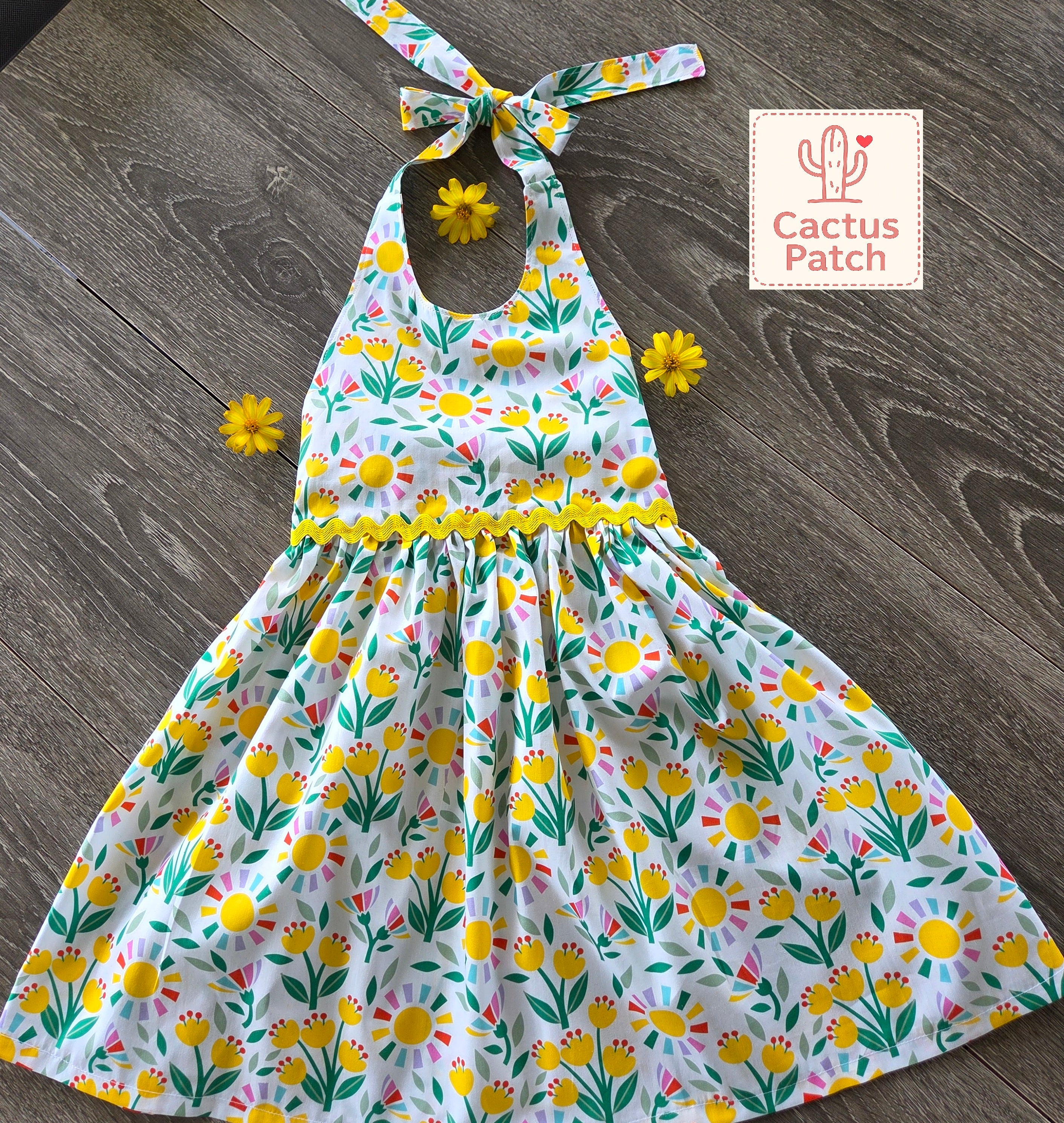 "Sunny Tulips" Halter Dress - Size 3 Years