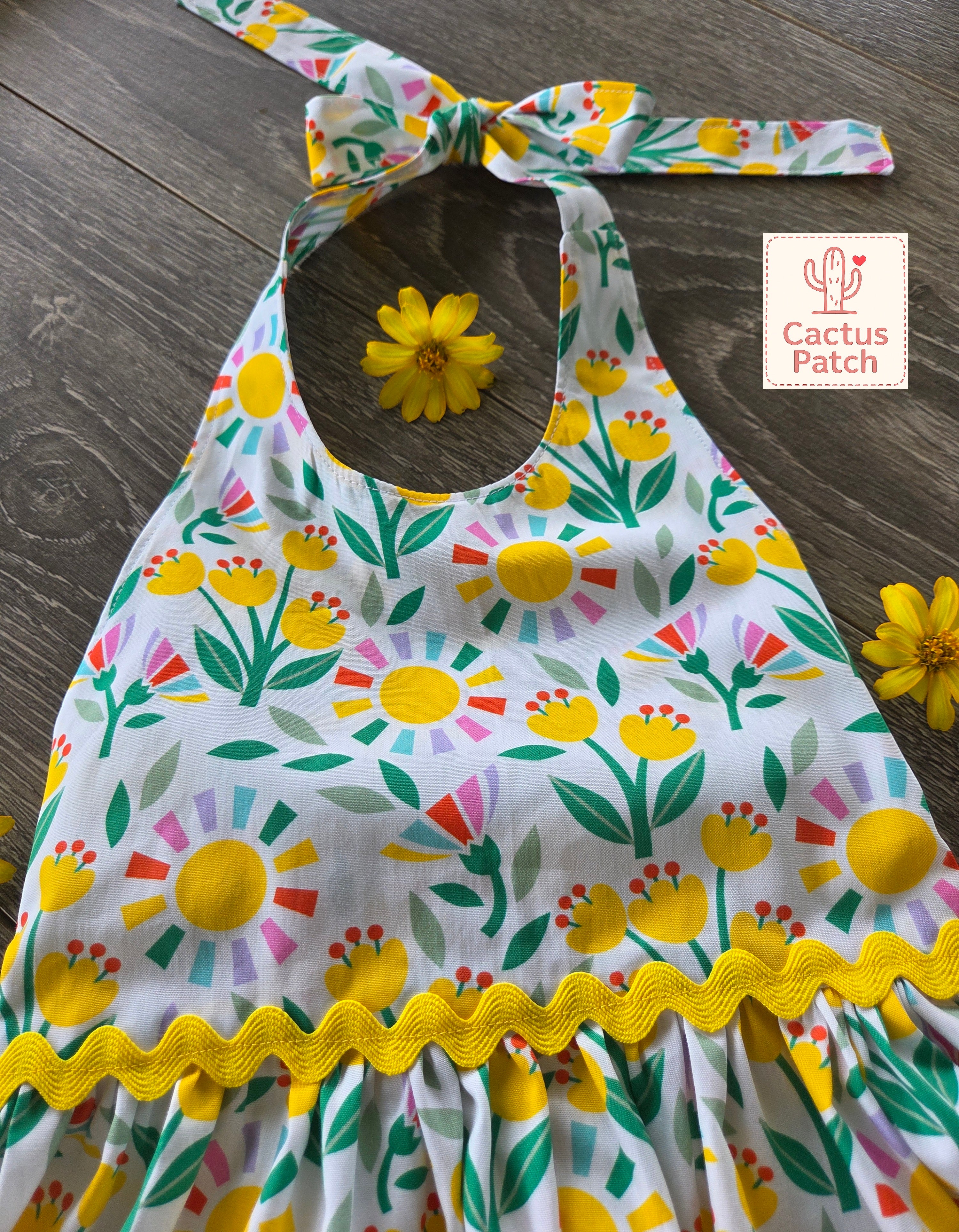 "Sunny Tulips" Halter Dress - Size 3 Years