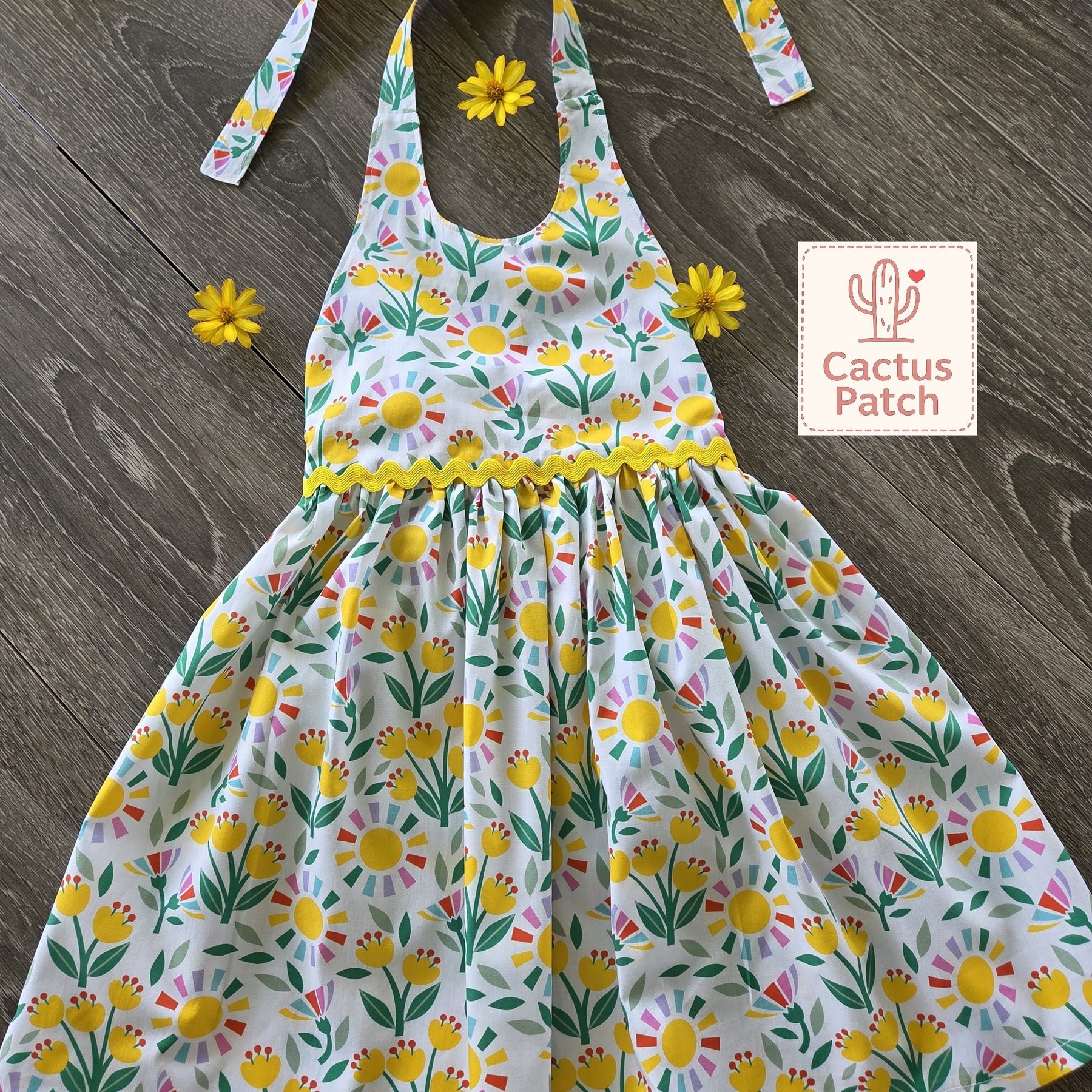 "Sunny Tulips" Halter Dress - Size 3 Years