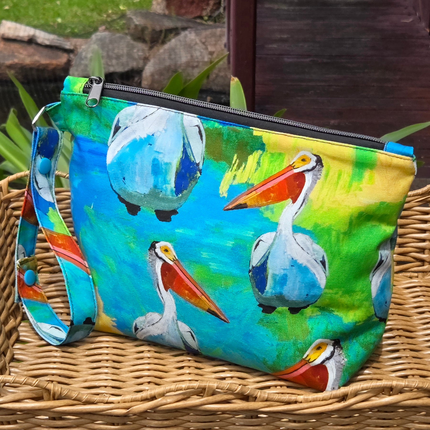 Jumbo Pouch in Bright Pelican Fabric