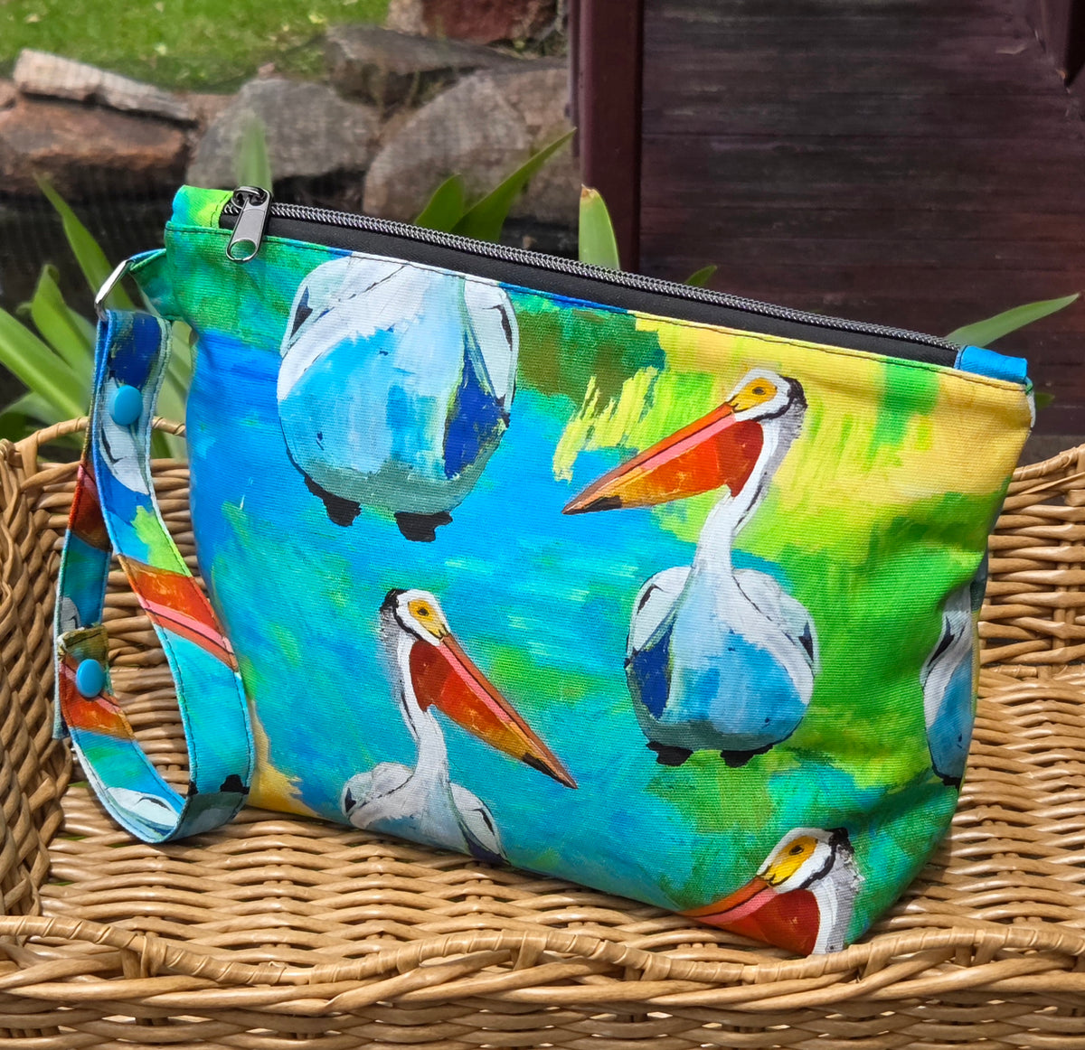 Jumbo Pouch in Bright Pelican Fabric