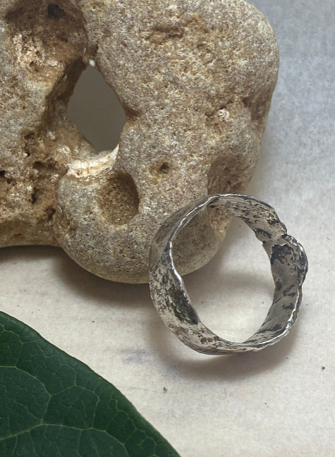 Reticulated Wide Band Sterling Silver Ring