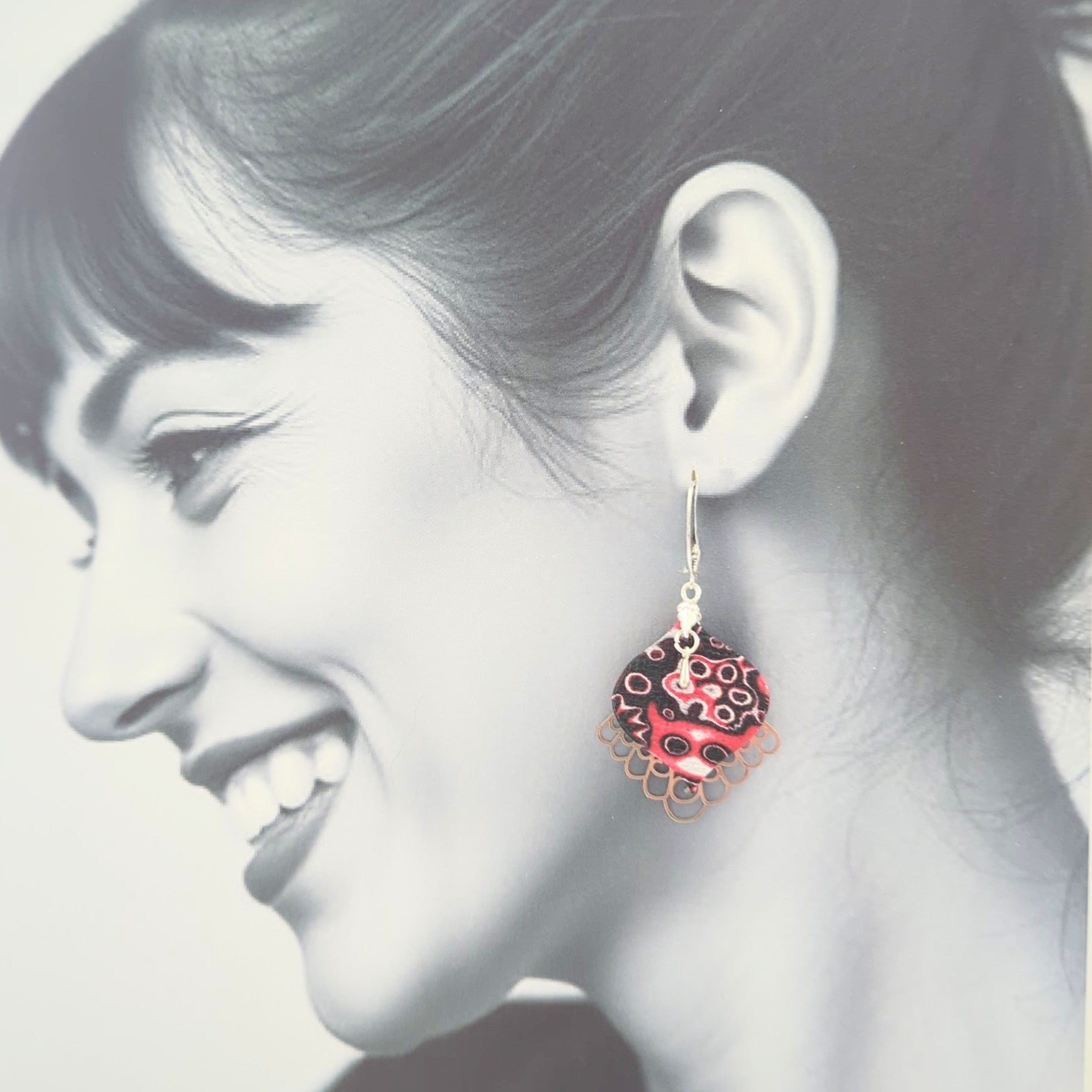 Mokume Gane Earrings in Red
