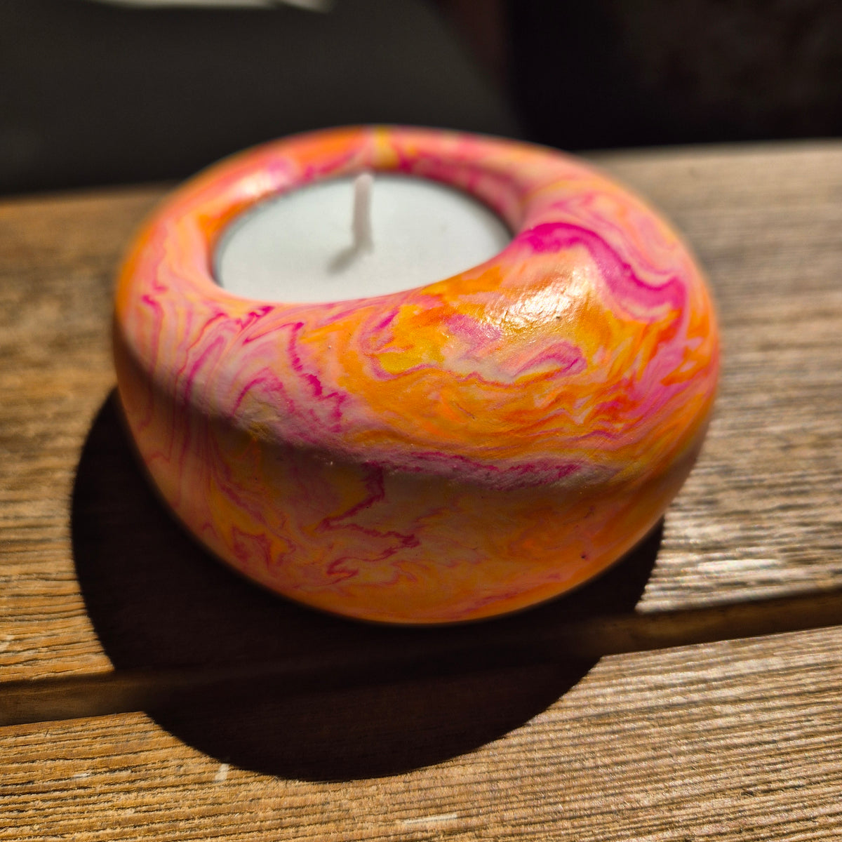 Funky eco-stone pebble shaped tealight candle holder