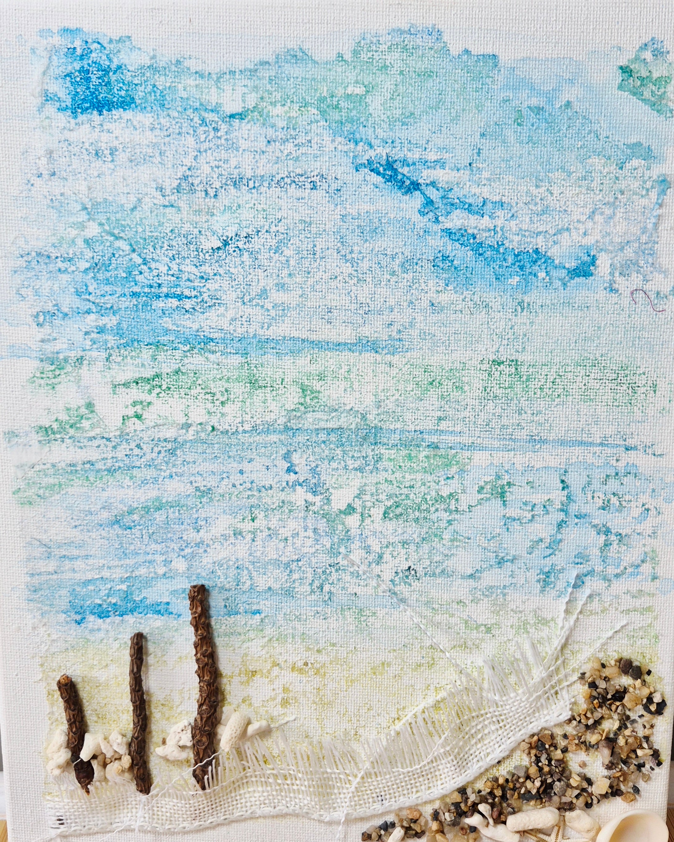 The Beach Mixed Media Art