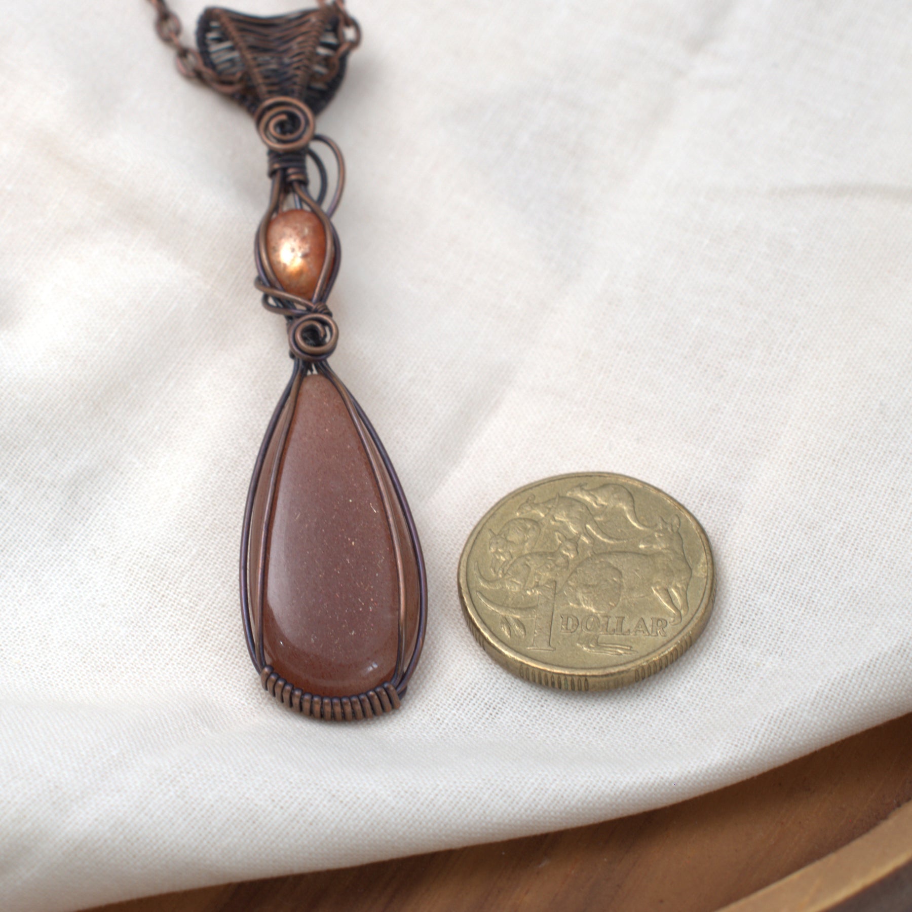 The Inner Glow - Peach Moonstone & Sunstone Copper Pendant